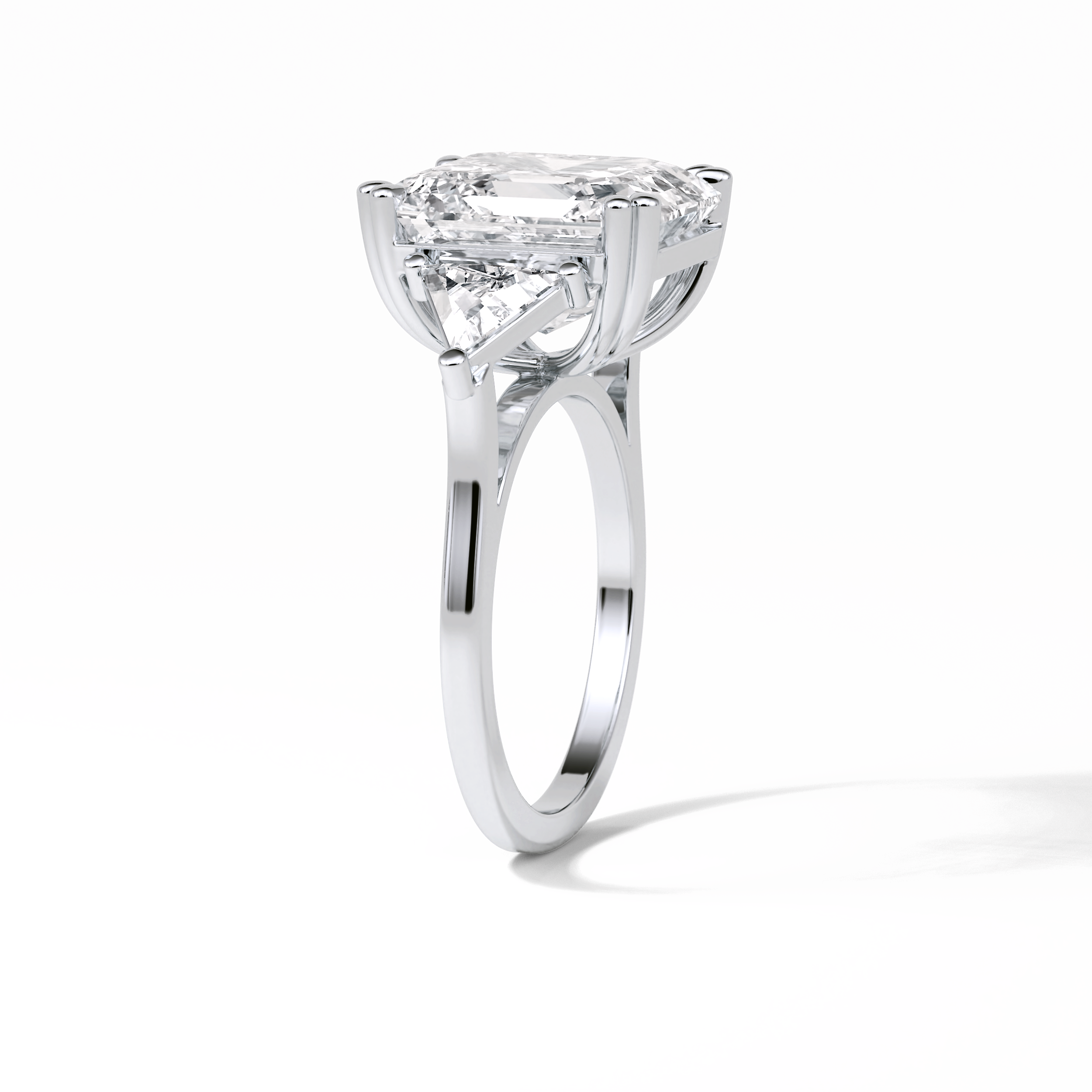 7.02 CT Emerald Cut Three Stones Style Moissanite Engagement Ring 6