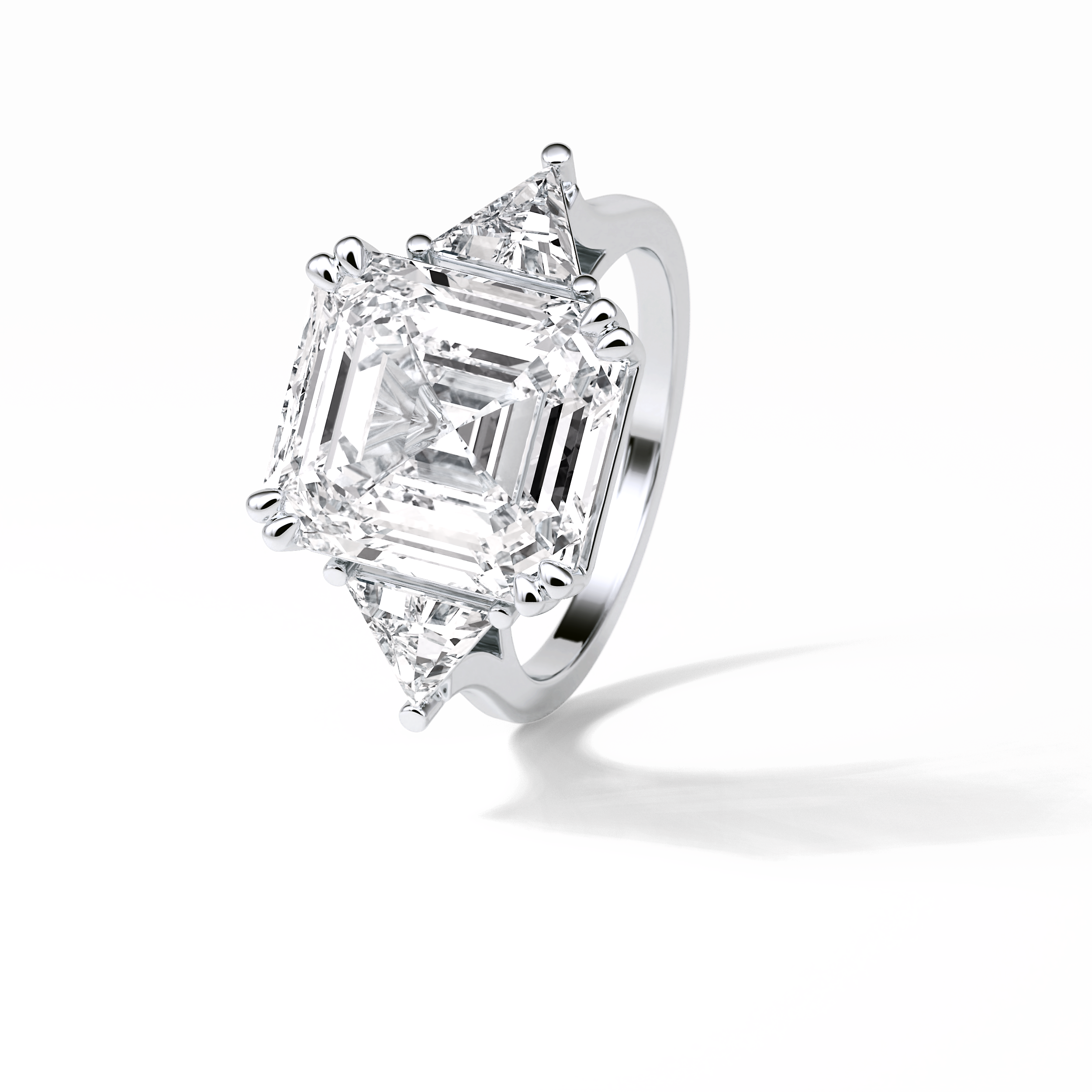 7.02 CT Emerald Cut Three Stones Style Moissanite Engagement Ring 2