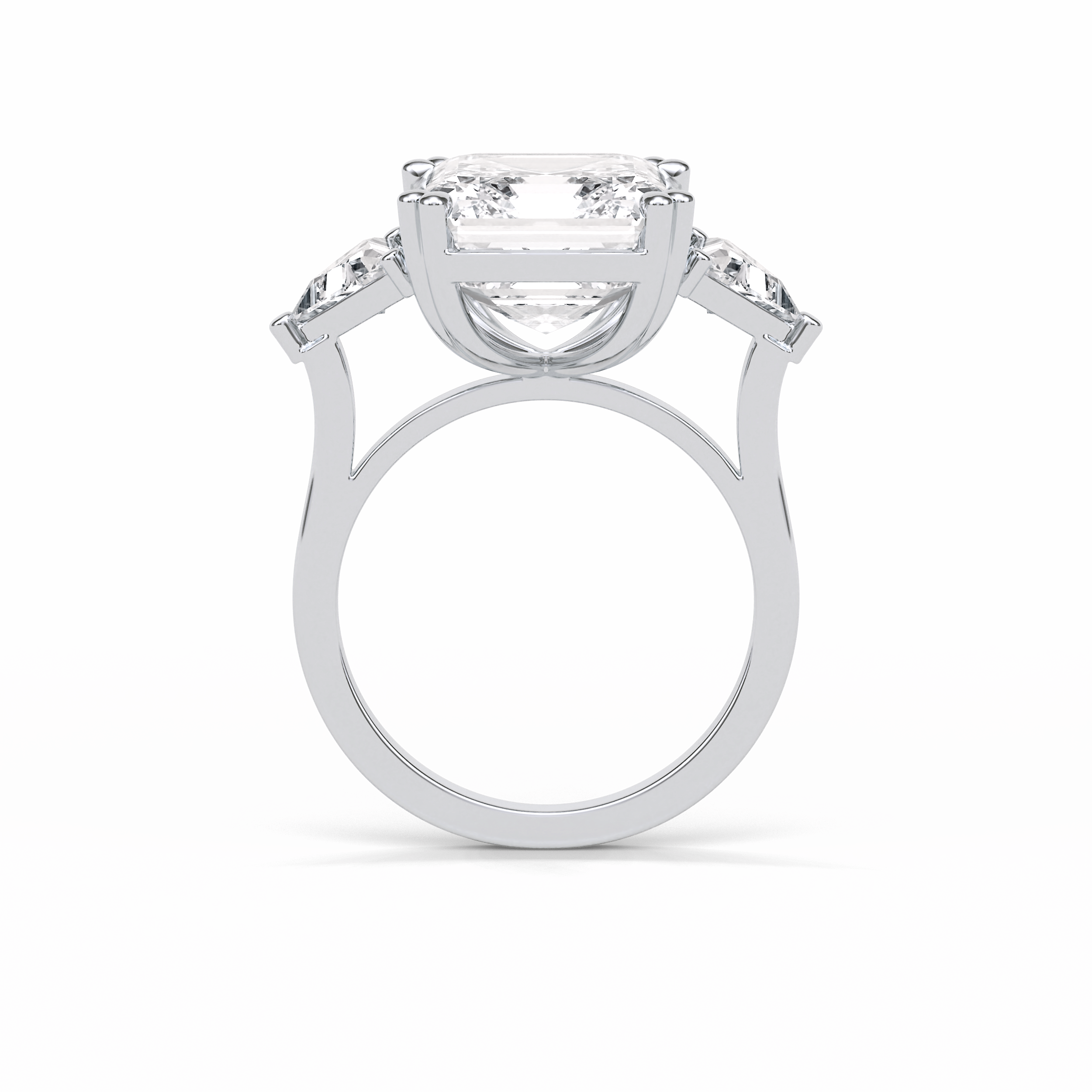 7.02 CT Emerald Cut Three Stones Style Moissanite Engagement Ring 4