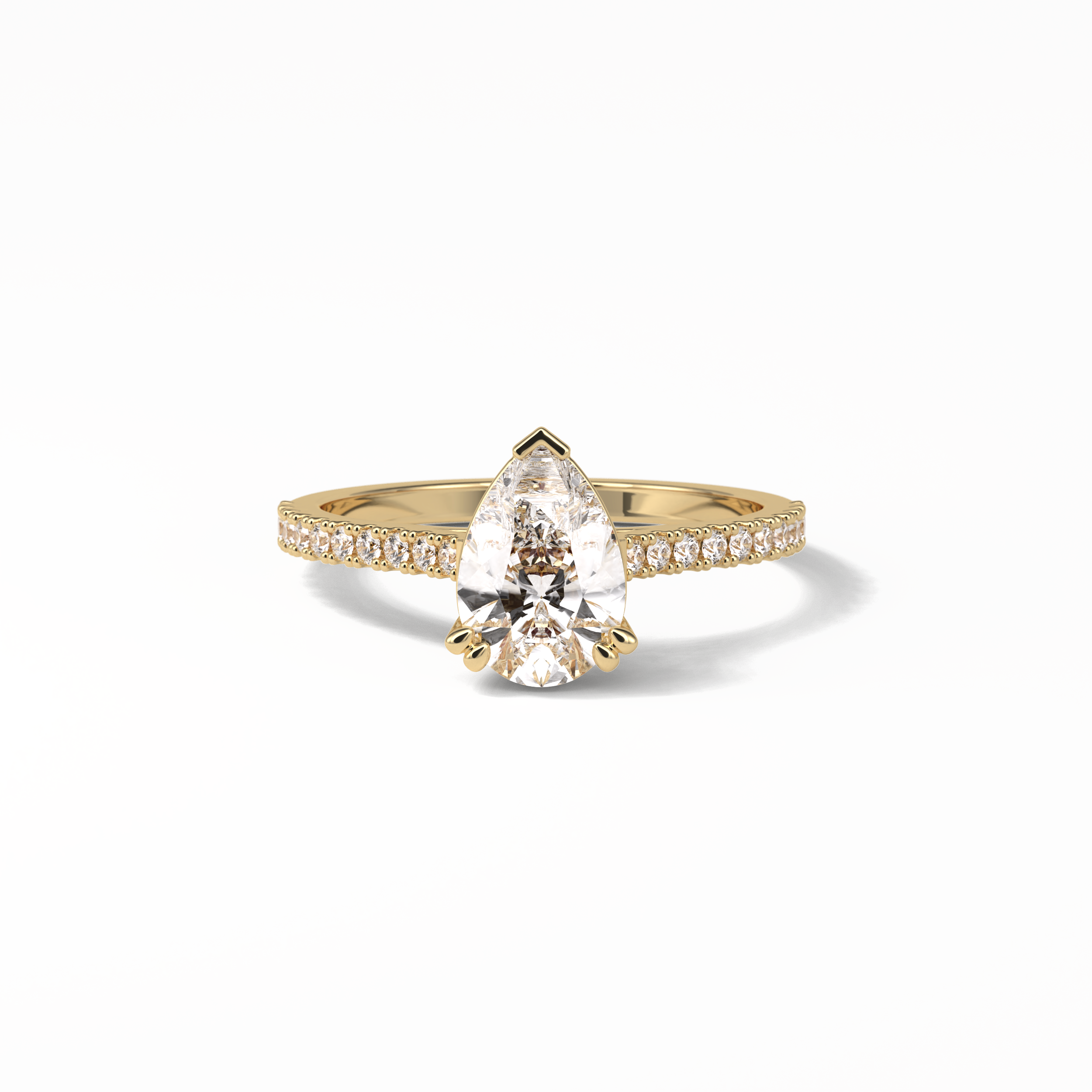1.33 CT Pear Cut Pave Style Moissanite Engagement Ring 8