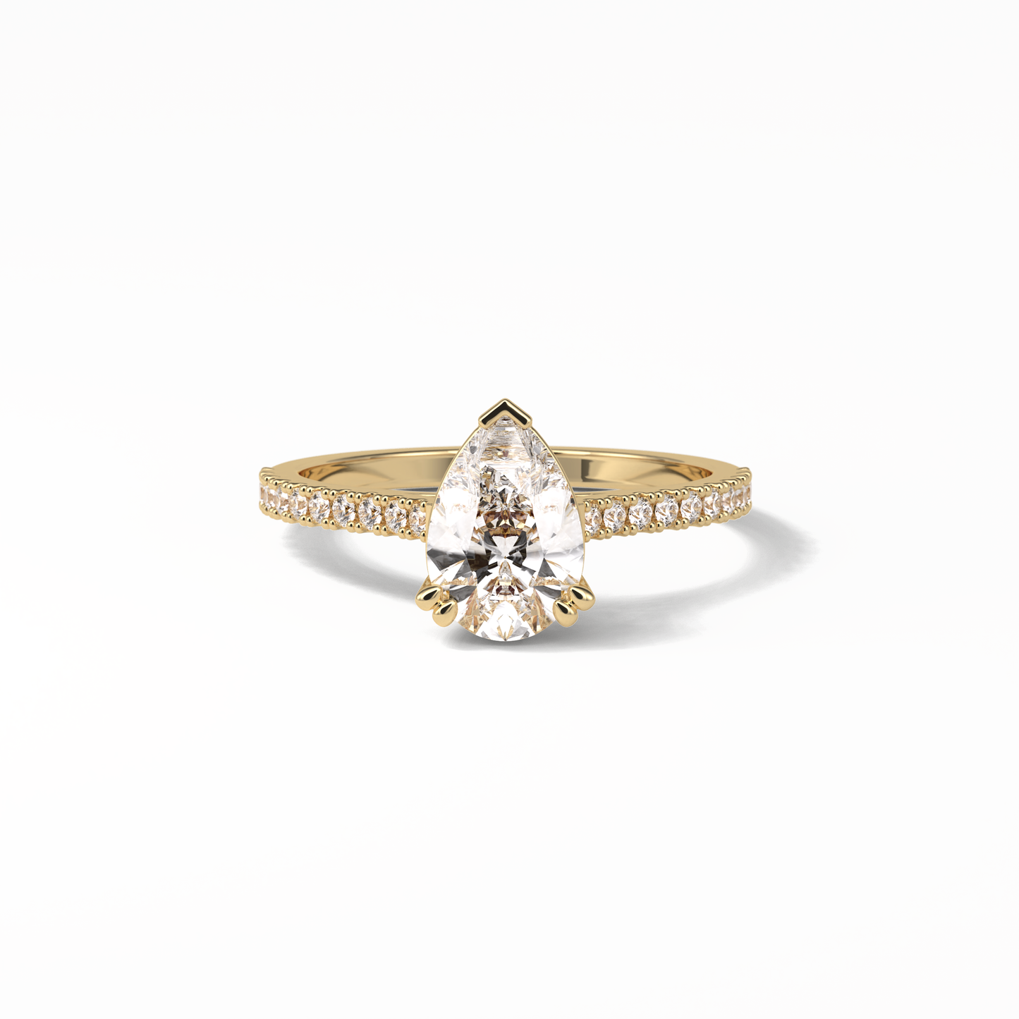 1.33 CT Pear Cut Pave Style Moissanite Engagement Ring
