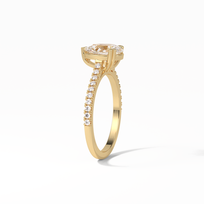 1.33 CT Pear Cut Pave Style Moissanite Engagement Ring