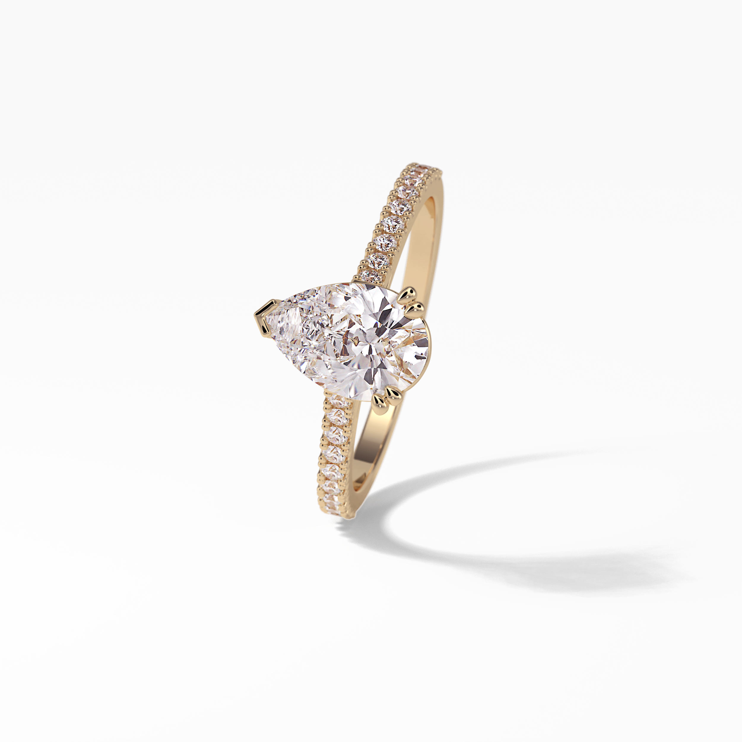 1.33 CT Pear Cut Pave Style Moissanite Engagement Ring 19
