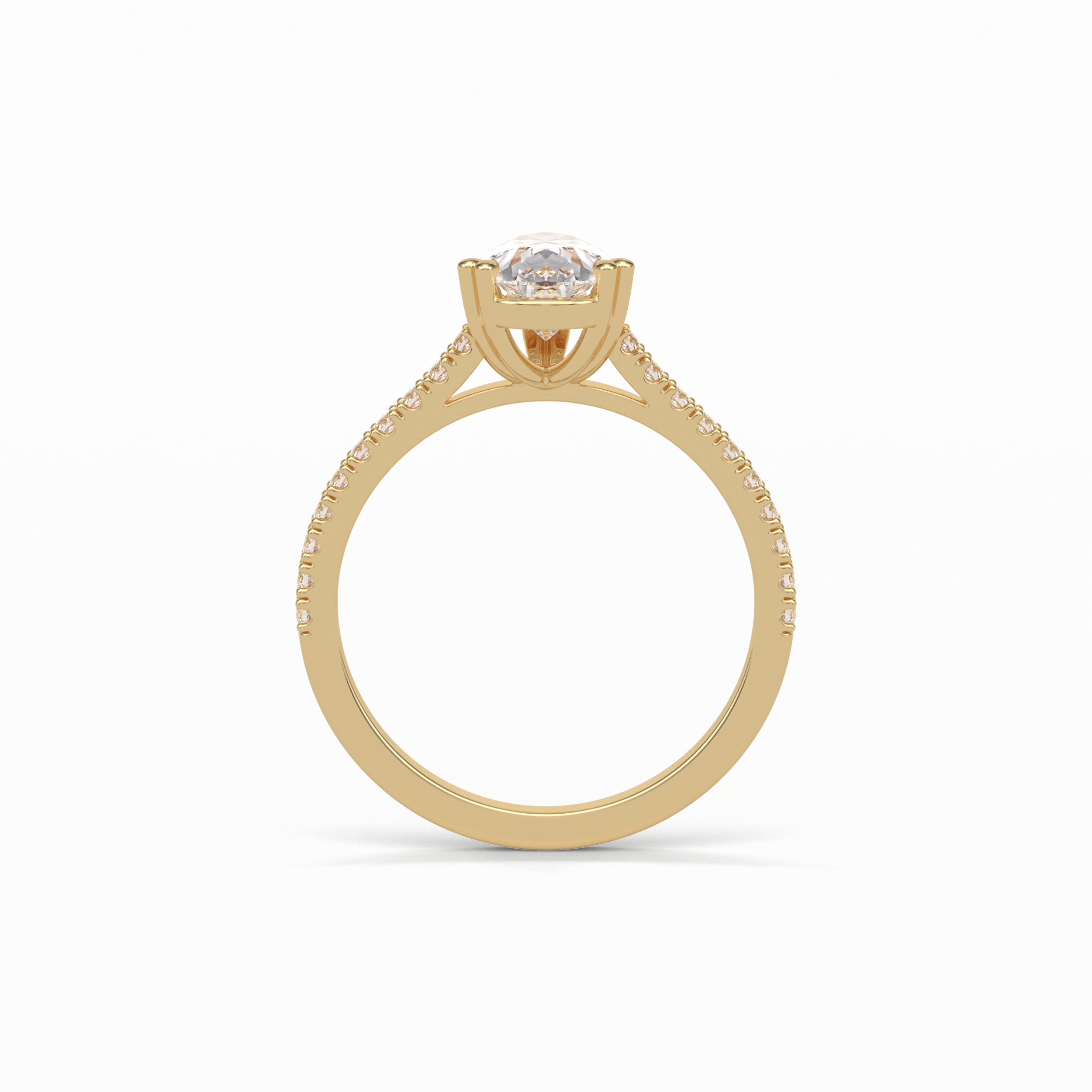 1.33 CT Pear Cut Pave Style Moissanite Engagement Ring 11