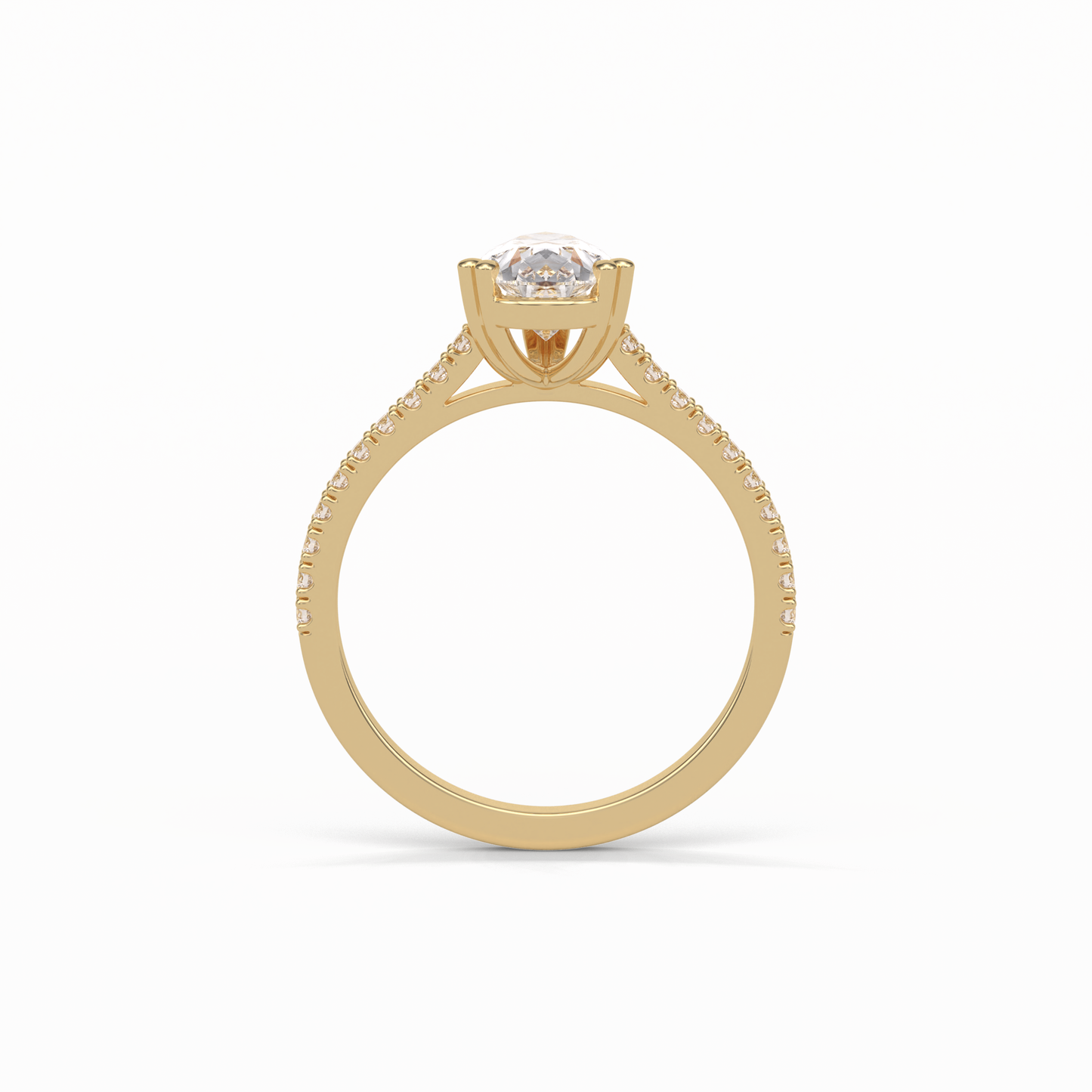 1.33 CT Pear Cut Pave Style Moissanite Engagement Ring