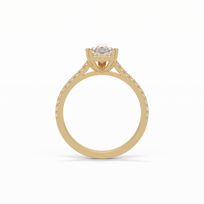 1.33 CT Pear Cut Pave Style Moissanite Engagement Ring