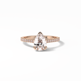 1.33 CT Pear Cut Pave Style Moissanite Engagement Ring 15