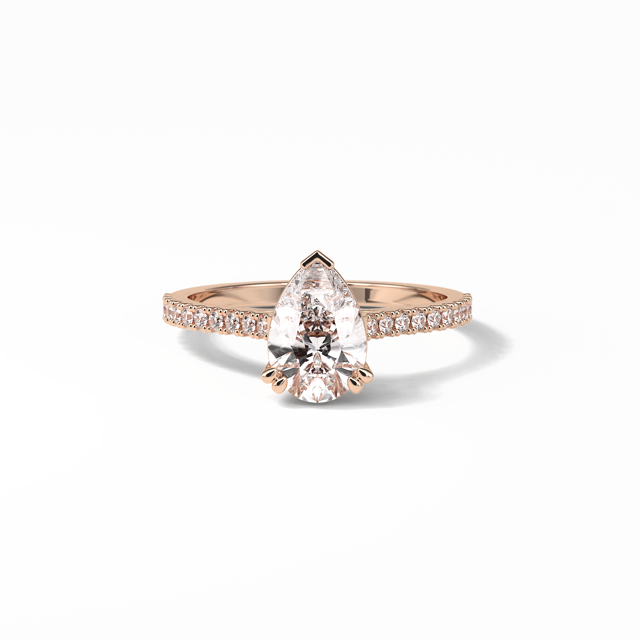 1.33 CT Pear Cut Pave Style Moissanite Engagement Ring 15
