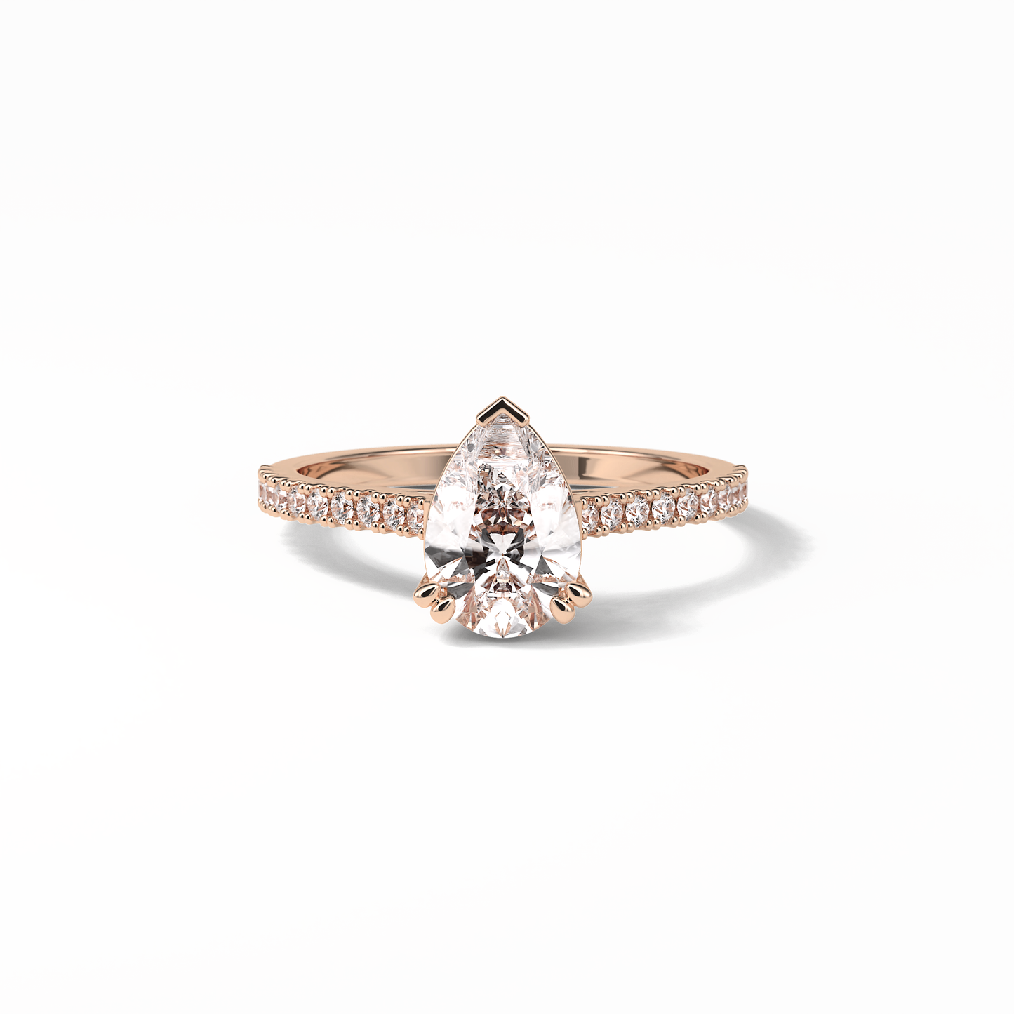 1.33 CT Pear Cut Pave Style Moissanite Engagement Ring