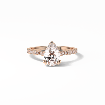 1.33 CT Pear Cut Pave Style Moissanite Engagement Ring