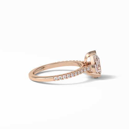 1.33 CT Pear Cut Pave Style Moissanite Engagement Ring