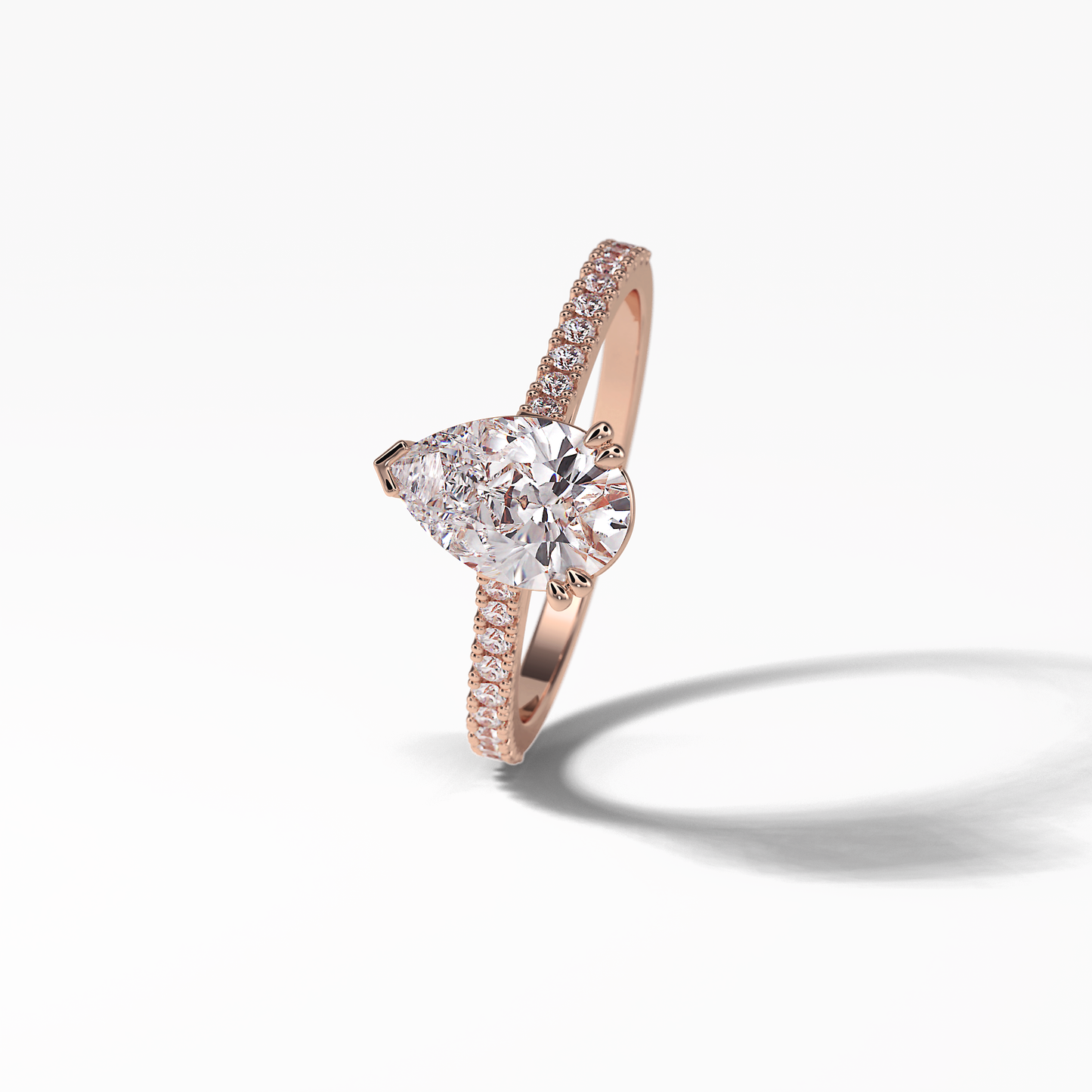 1.33 CT Pear Cut Pave Style Moissanite Engagement Ring
