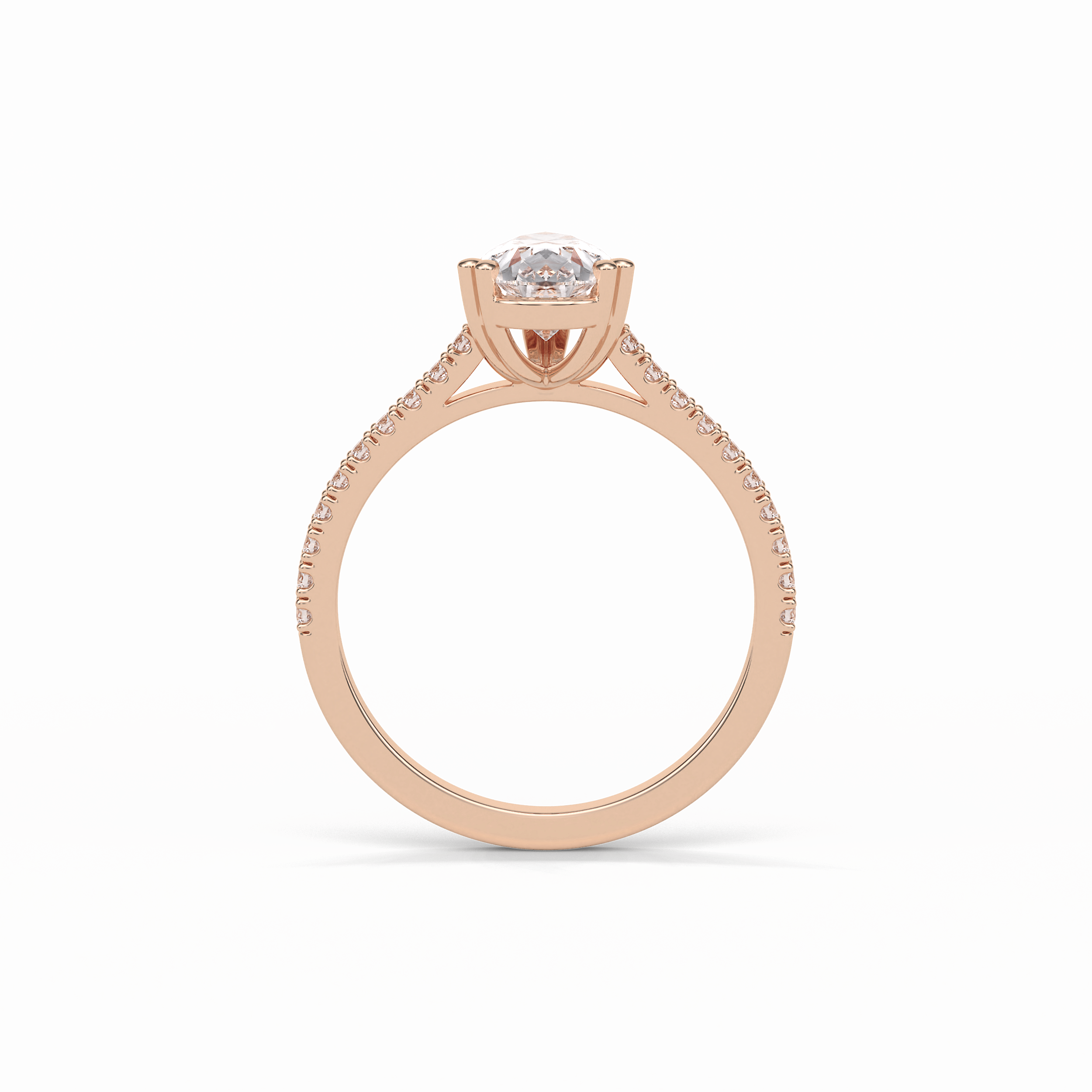 1.33 CT Pear Cut Pave Style Moissanite Engagement Ring 18