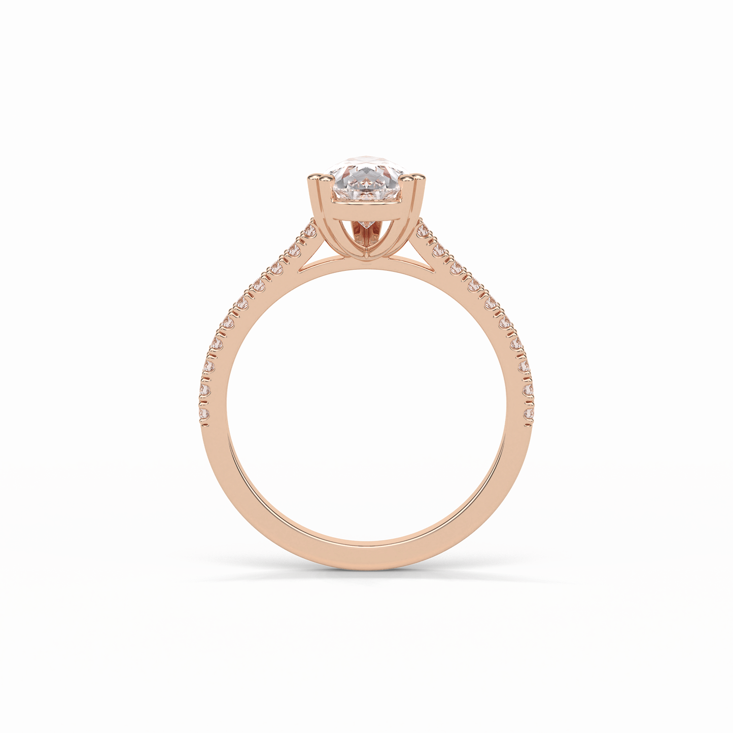 1.33 CT Pear Cut Pave Style Moissanite Engagement Ring