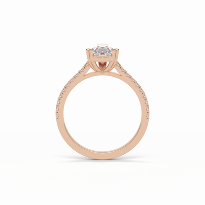 1.33 CT Pear Cut Pave Style Moissanite Engagement Ring