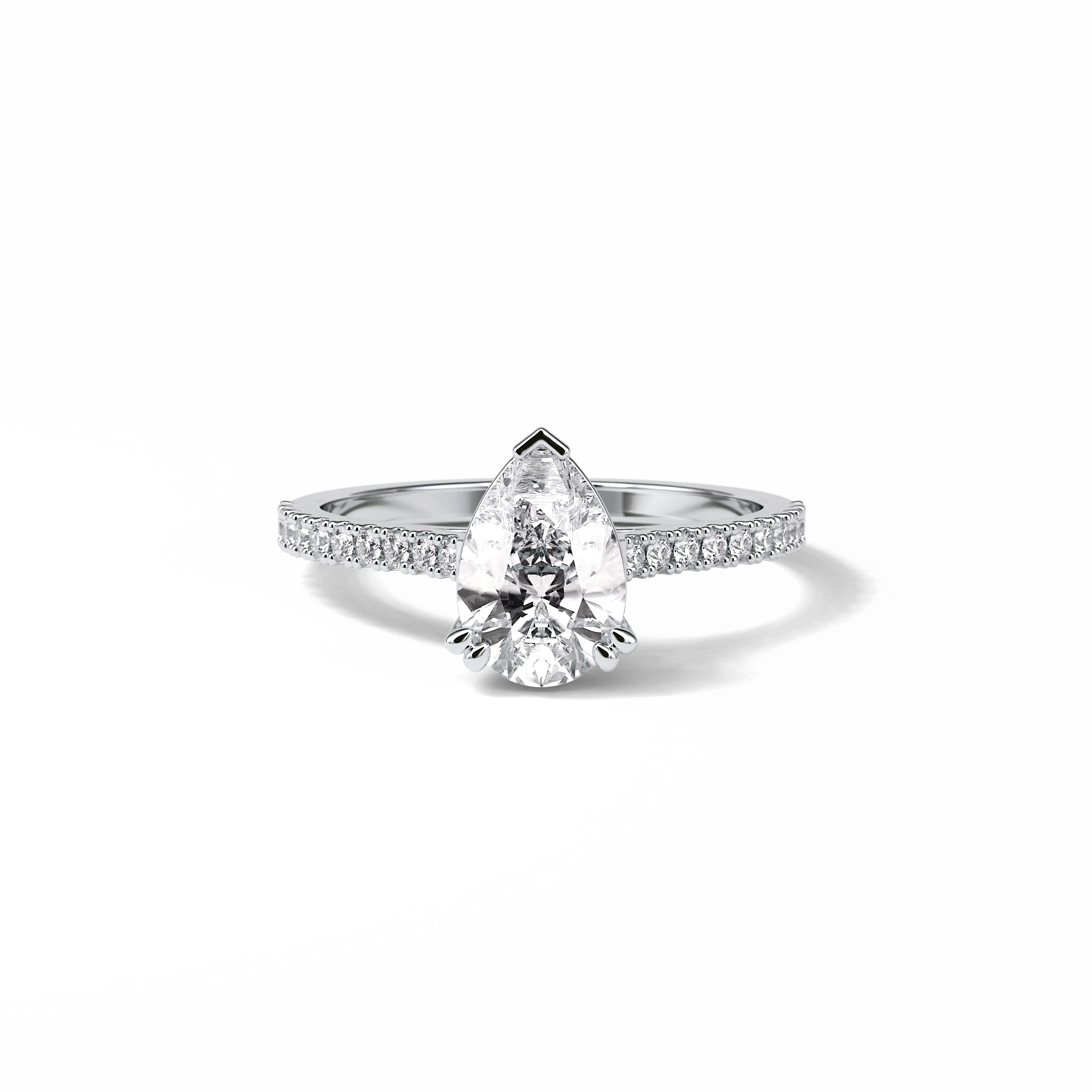 1.33 CT Pear Cut Pave Style Moissanite Engagement Ring 1