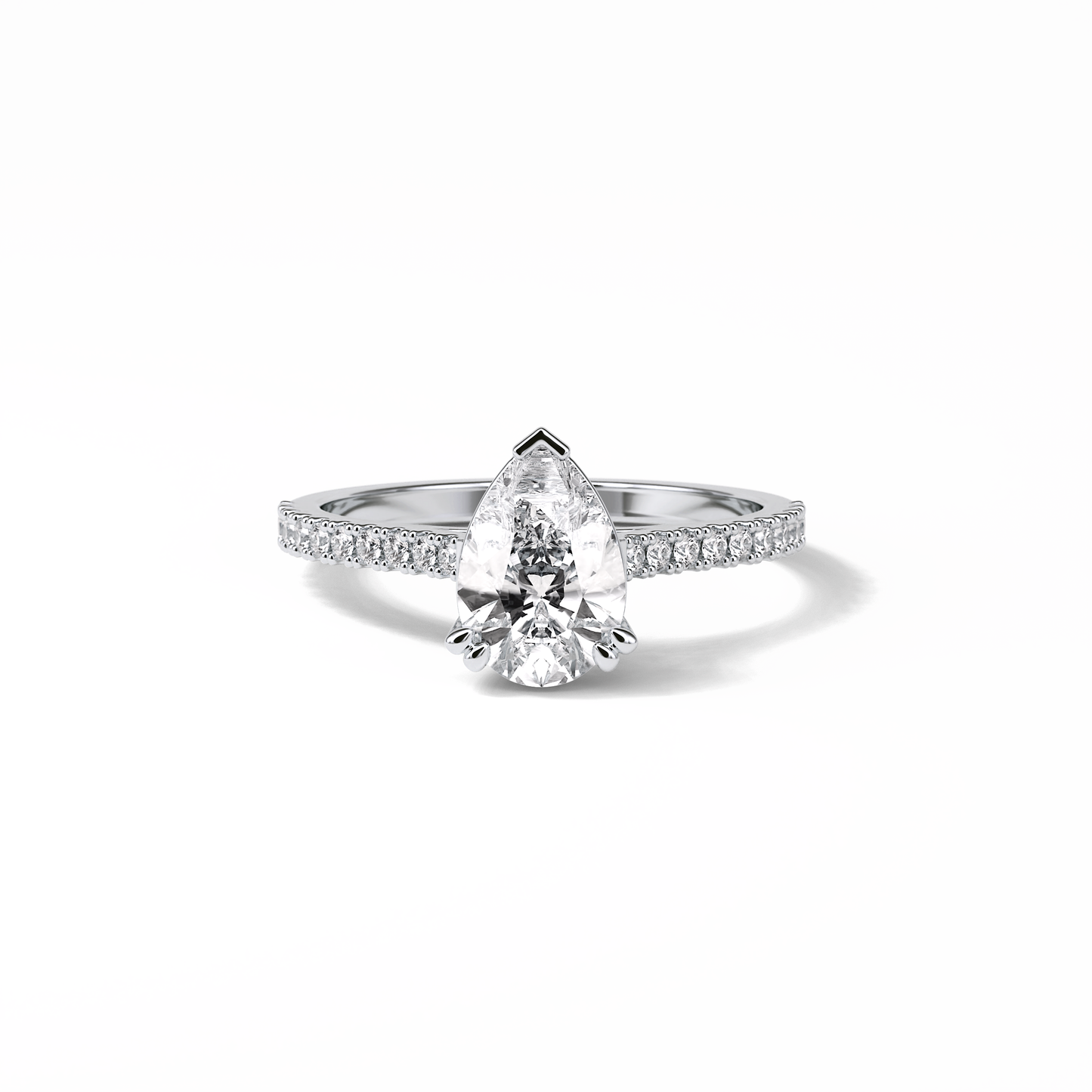 1.33 CT Pear Cut Pave Style Moissanite Engagement Ring