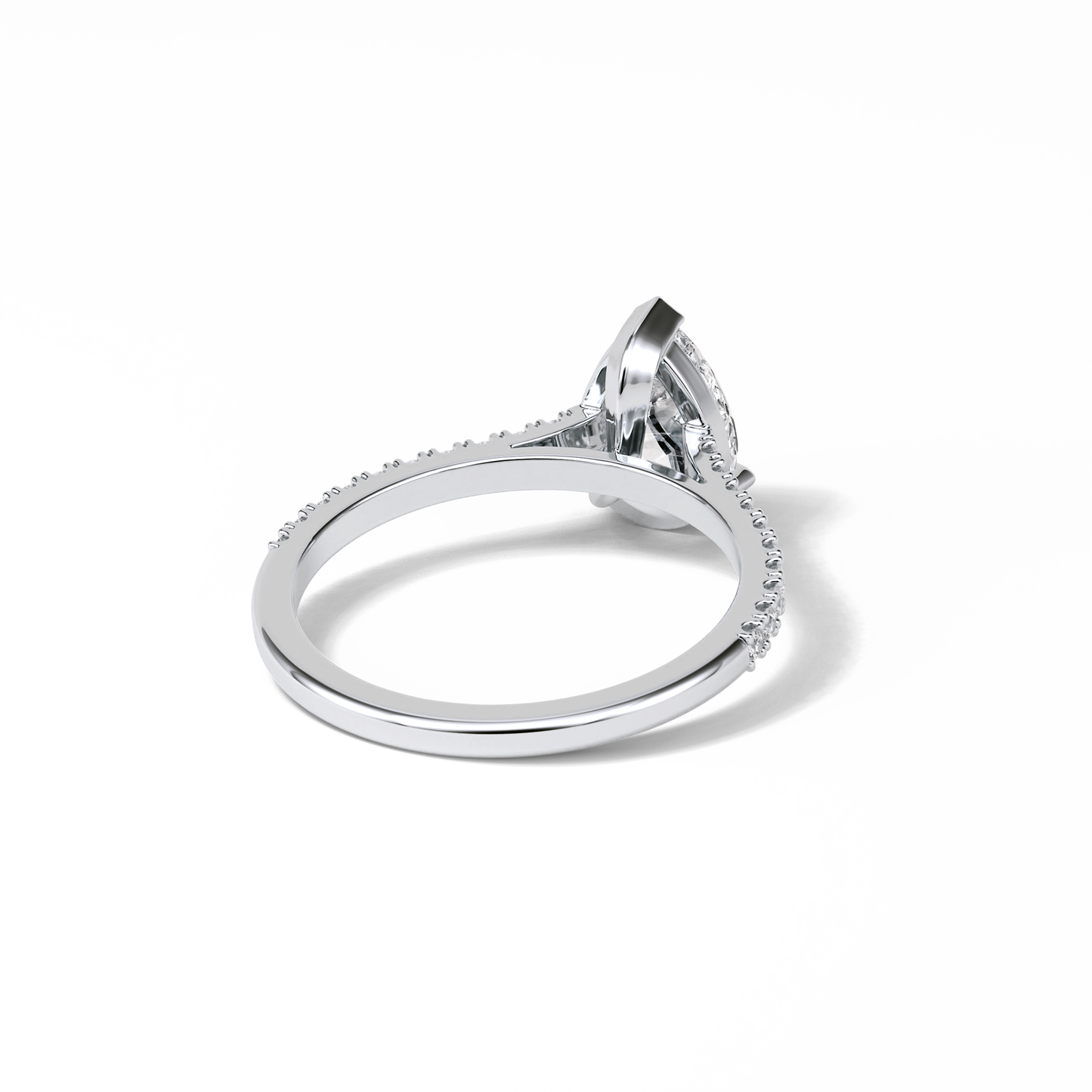 1.33 CT Pear Cut Pave Style Moissanite Engagement Ring