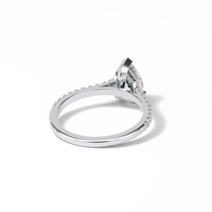 1.33 CT Pear Cut Pave Style Moissanite Engagement Ring