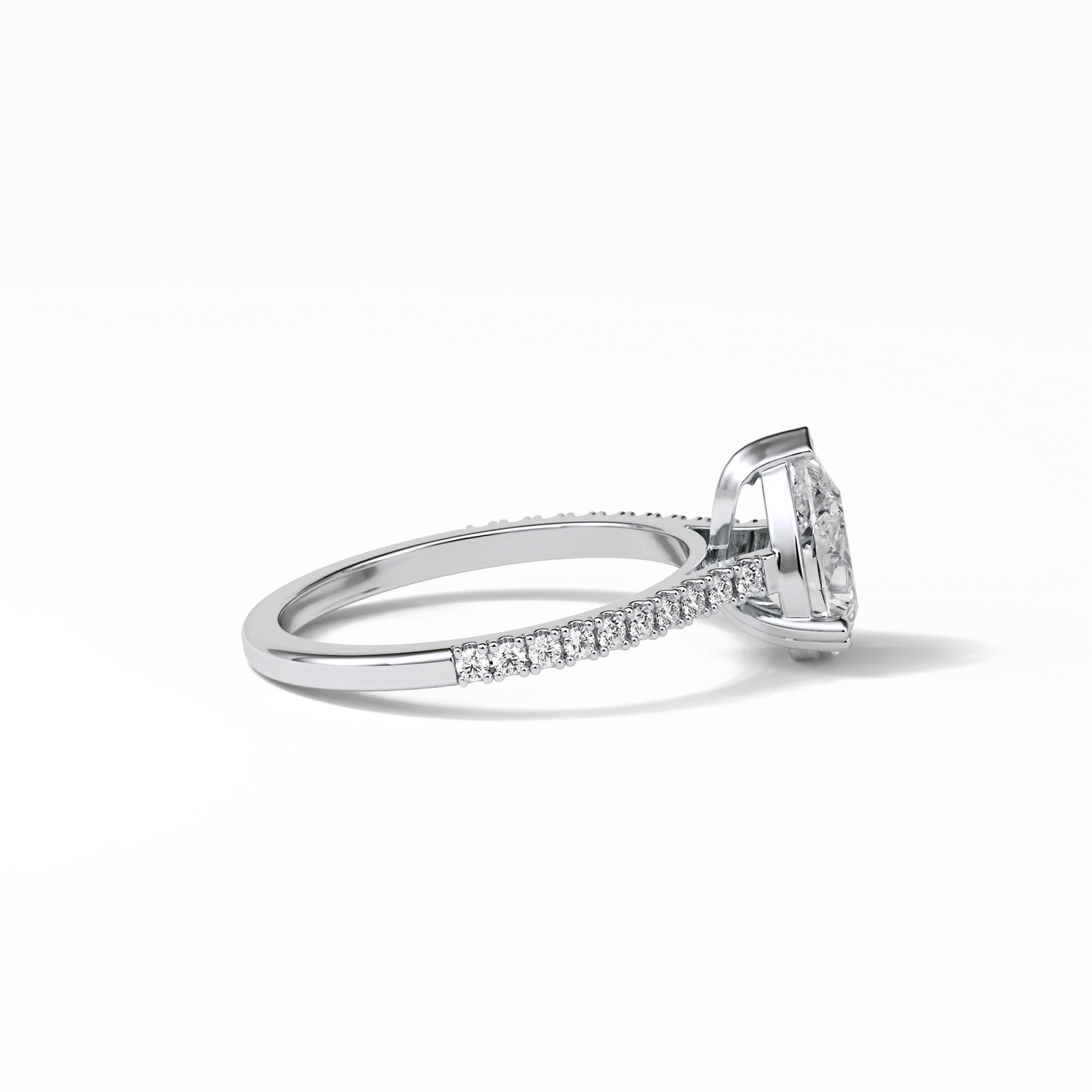 1.33 CT Pear Cut Pave Style Moissanite Engagement Ring