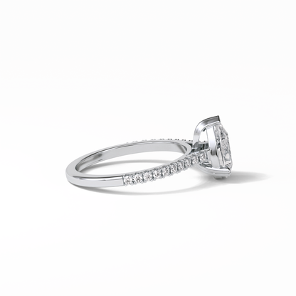 1.33 CT Pear Cut Pave Style Moissanite Engagement Ring