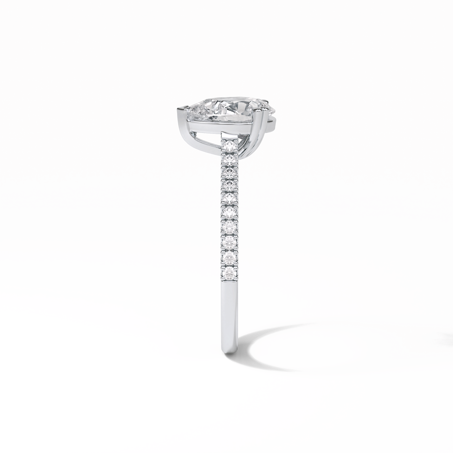 1.33 CT Pear Cut Pave Style Moissanite Engagement Ring