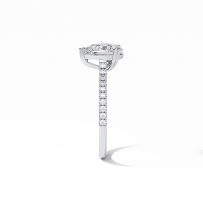 1.33 CT Pear Cut Pave Style Moissanite Engagement Ring