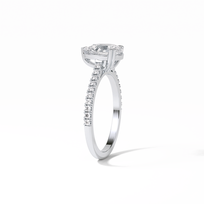 1.33 CT Pear Cut Pave Style Moissanite Engagement Ring