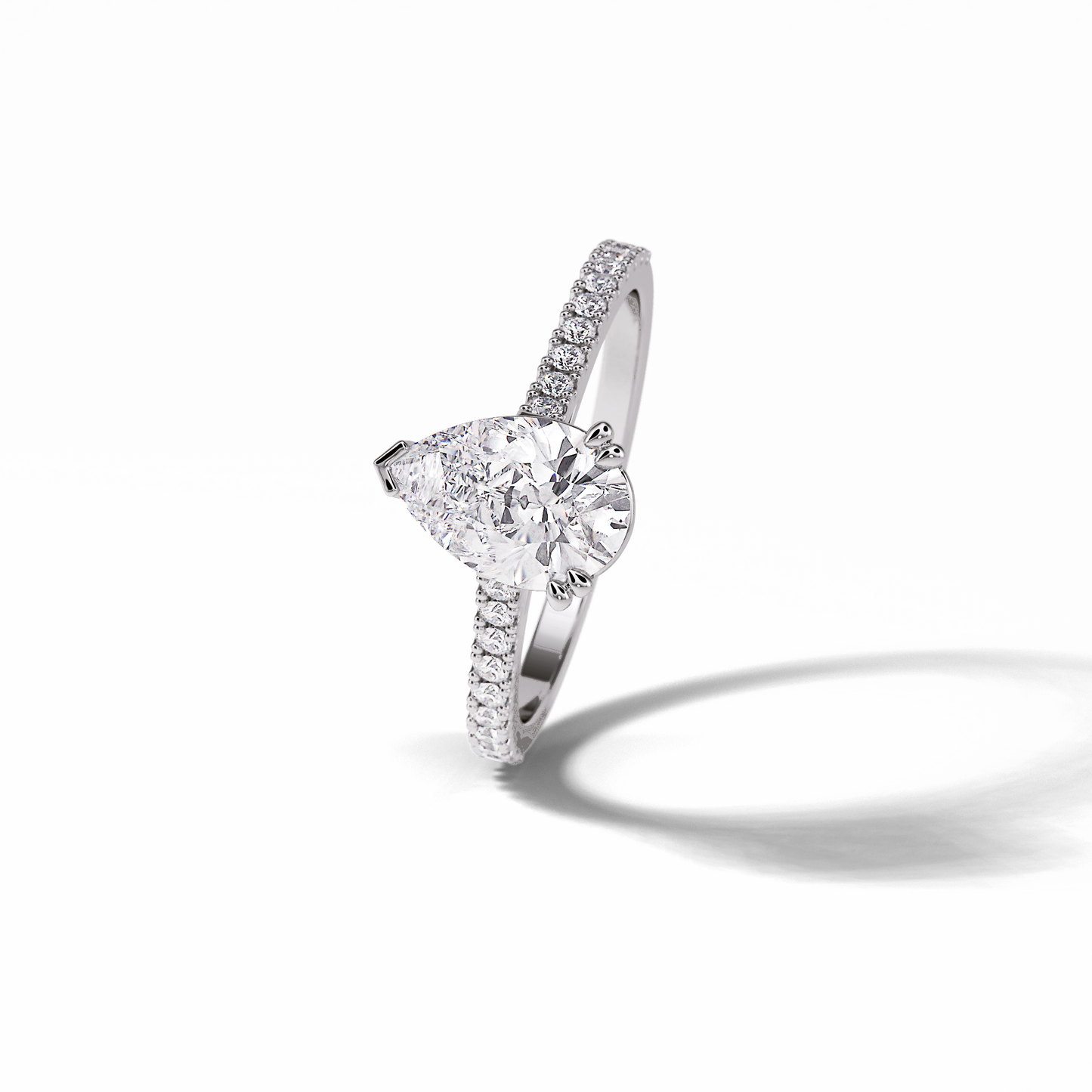 1.33 CT Pear Cut Pave Style Moissanite Engagement Ring