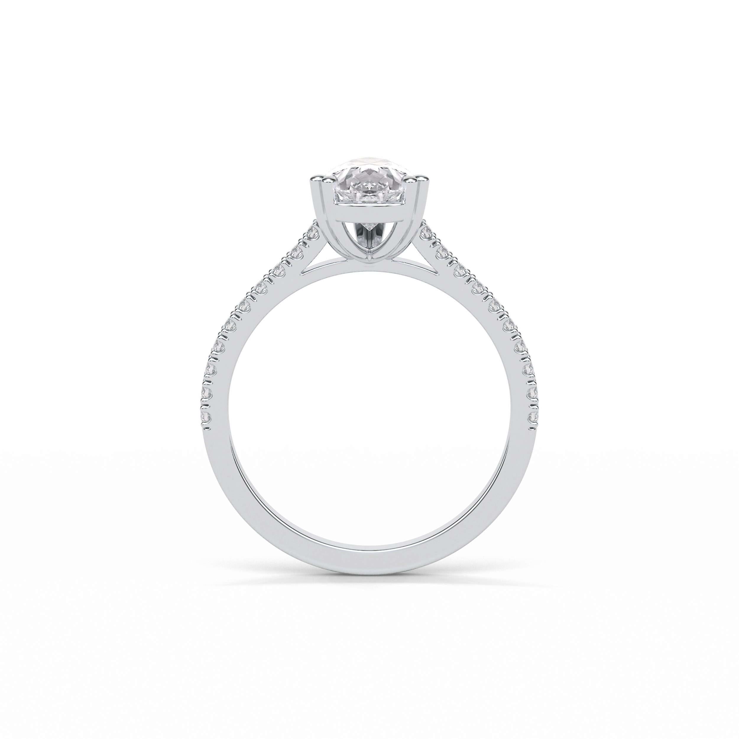 1.33 CT Pear Cut Pave Style Moissanite Engagement Ring 7
