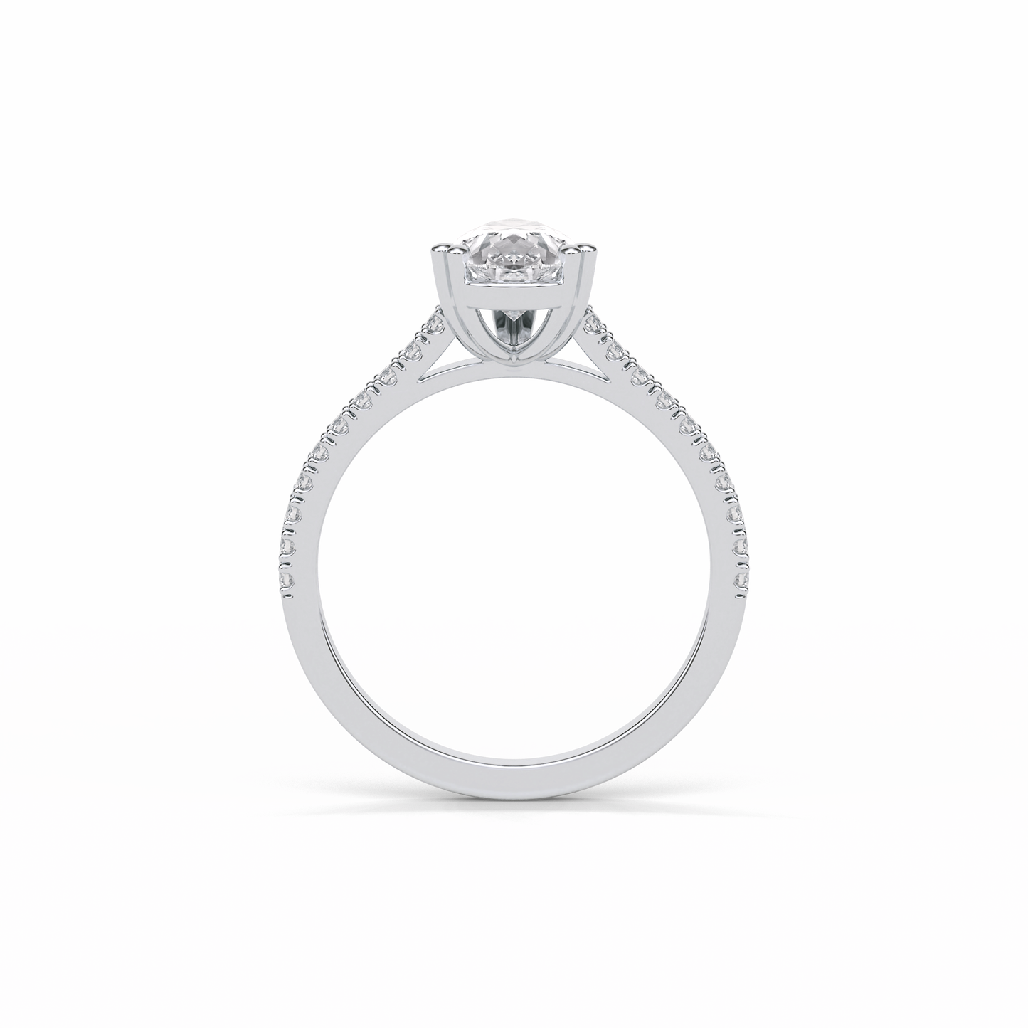 1.33 CT Pear Cut Pave Style Moissanite Engagement Ring