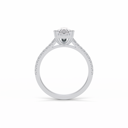 1.33 CT Pear Cut Pave Style Moissanite Engagement Ring