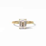1.60 CT Emerald Cut Hidden Halo Style Moissanite Engagement Ring 8