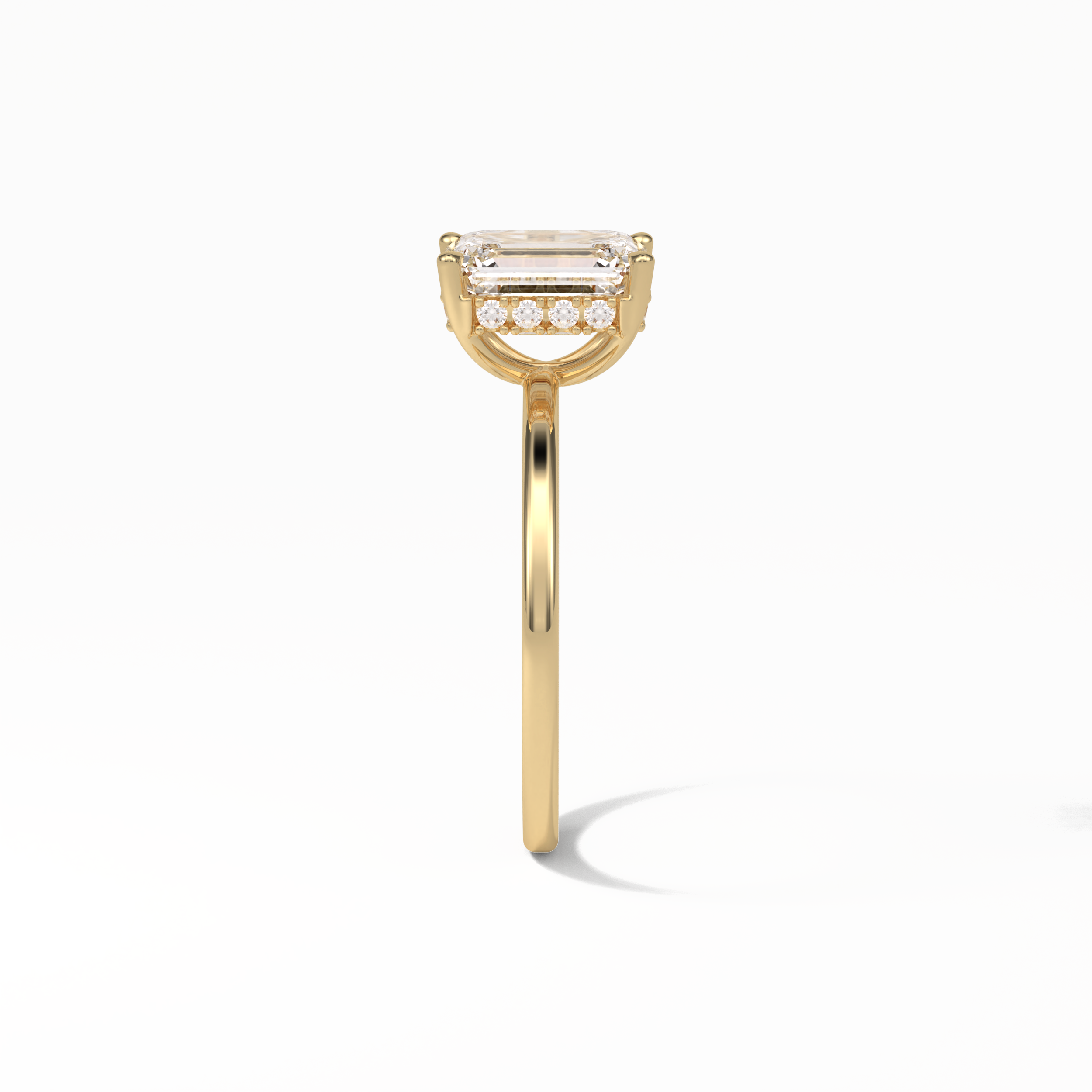 1.60 CT Emerald Cut Hidden Halo Style Moissanite Engagement Ring 12