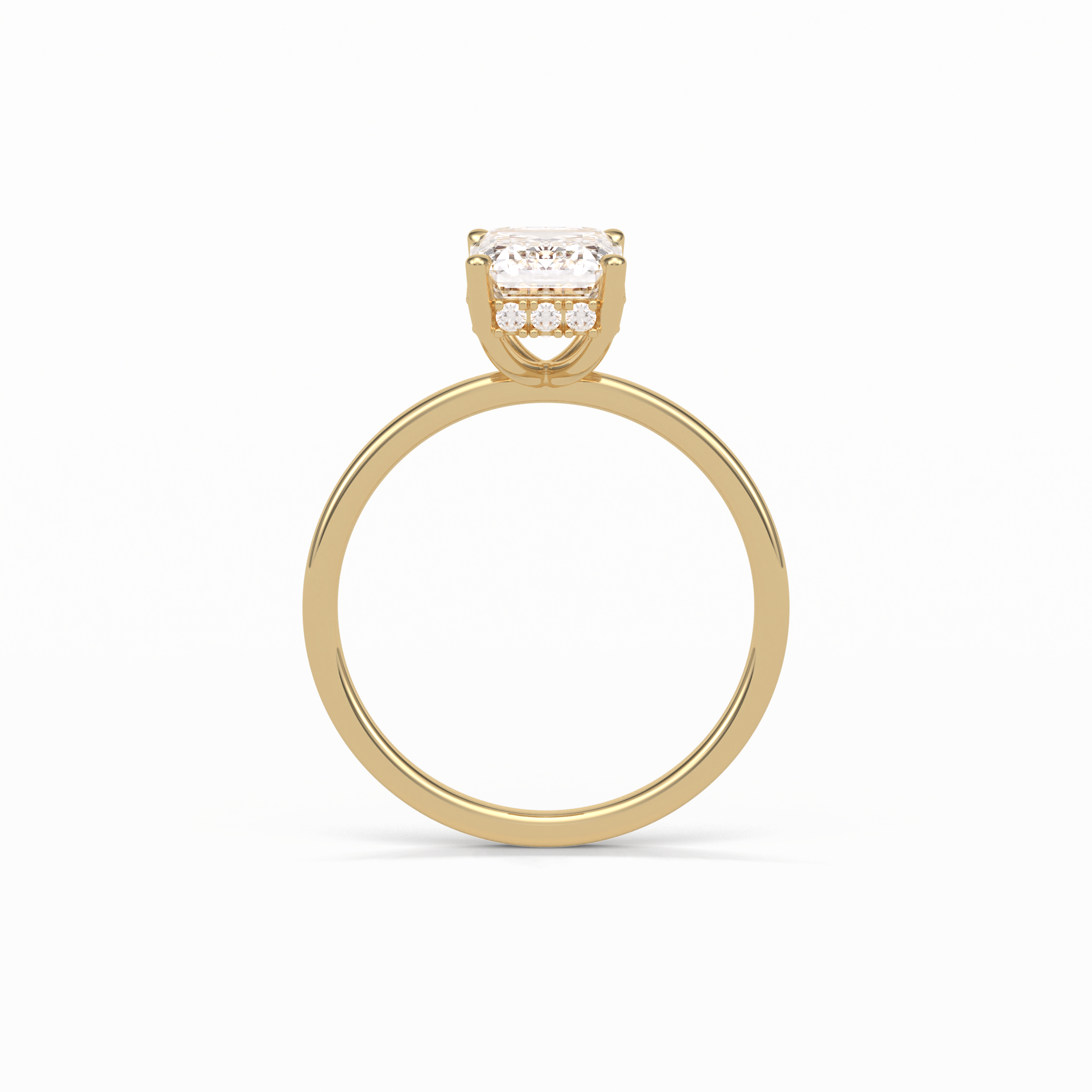 1.60 CT Emerald Cut Hidden Halo Style Moissanite Engagement Ring 14
