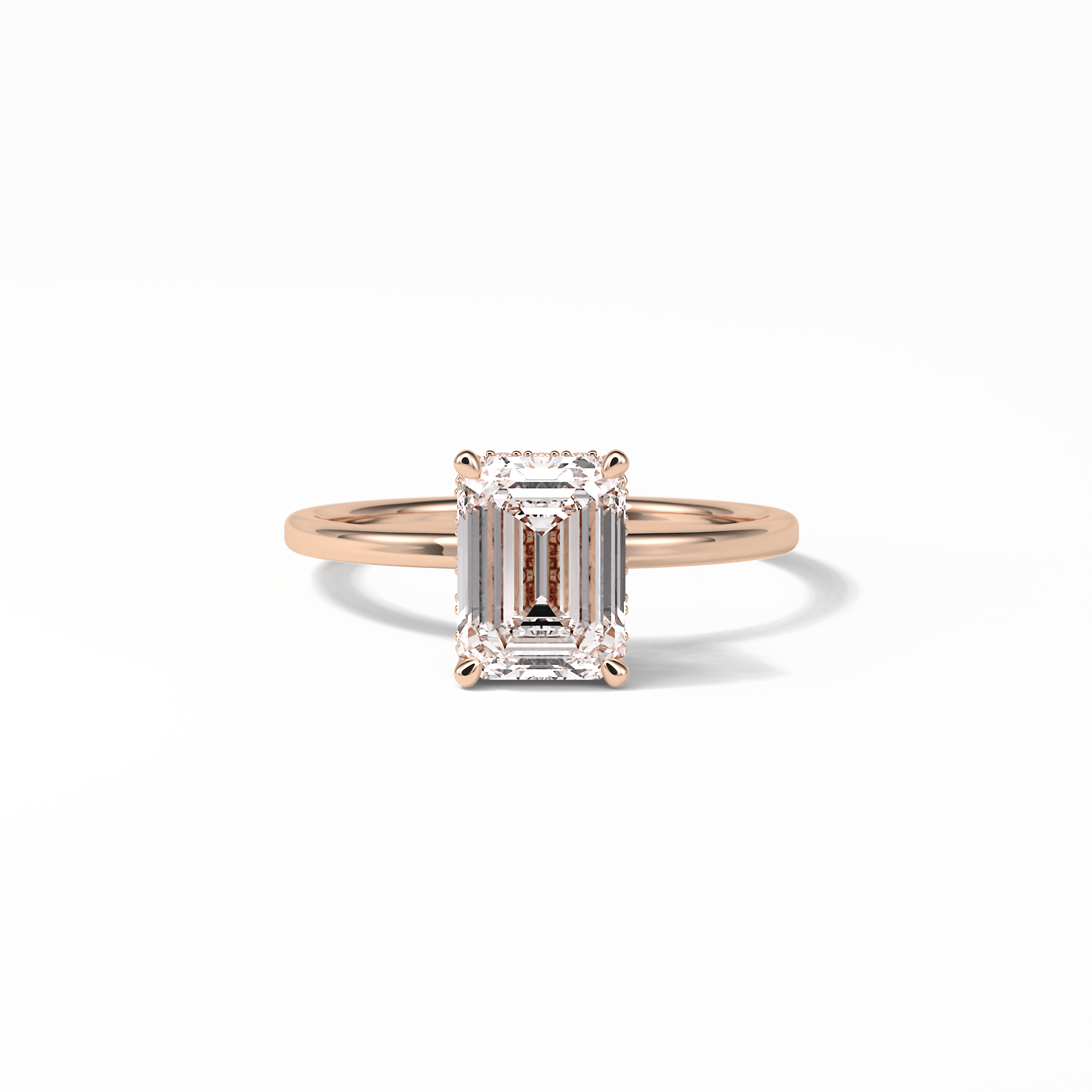 1.60 CT Emerald Cut Hidden Halo Style Moissanite Engagement Ring 15