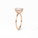 1.60 CT Emerald Cut Hidden Halo Style Moissanite Engagement Ring 18