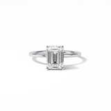 1.60 CT Emerald Cut Hidden Halo Style Moissanite Engagement Ring 1