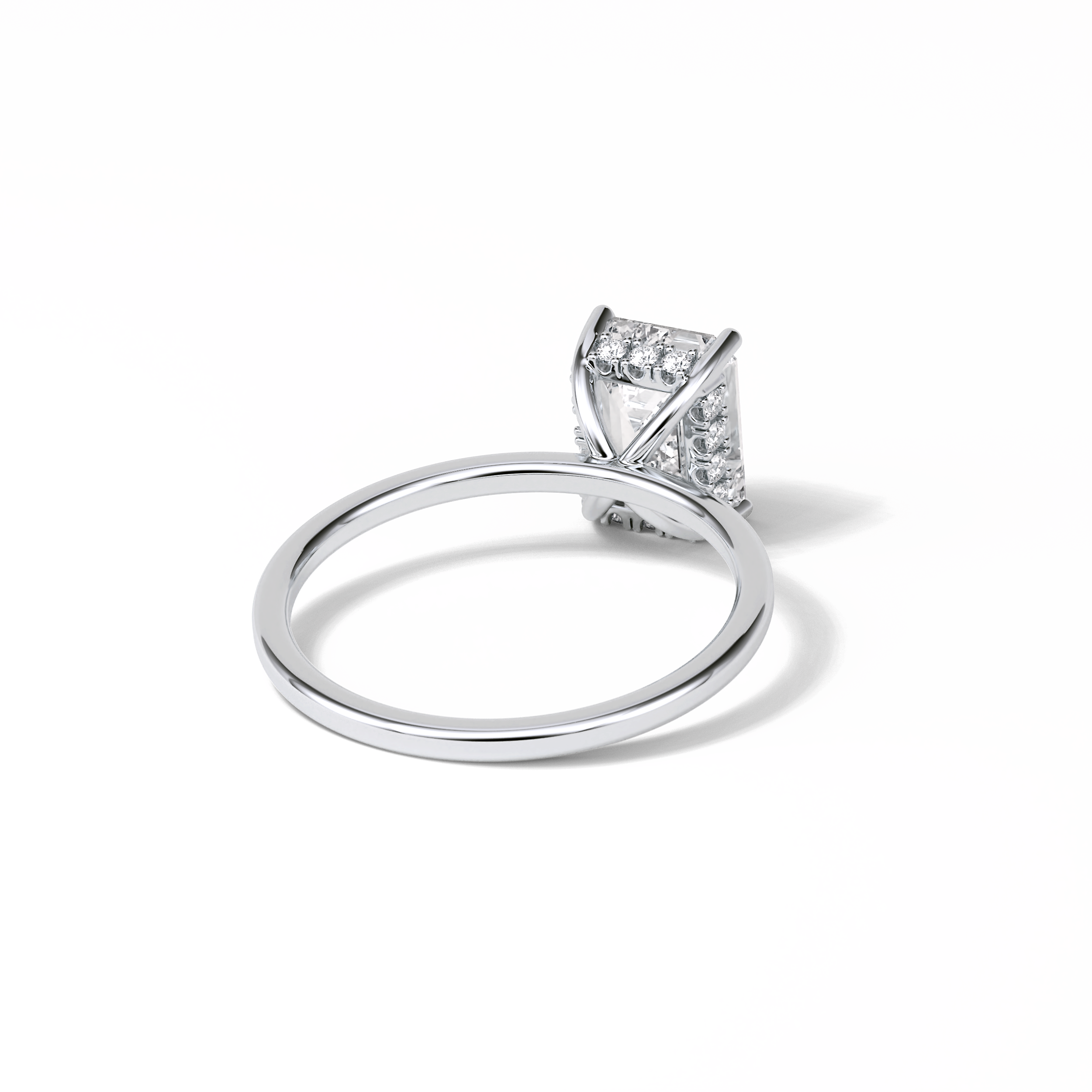 1.60 CT Emerald Cut Hidden Halo Style Moissanite Engagement Ring 2
