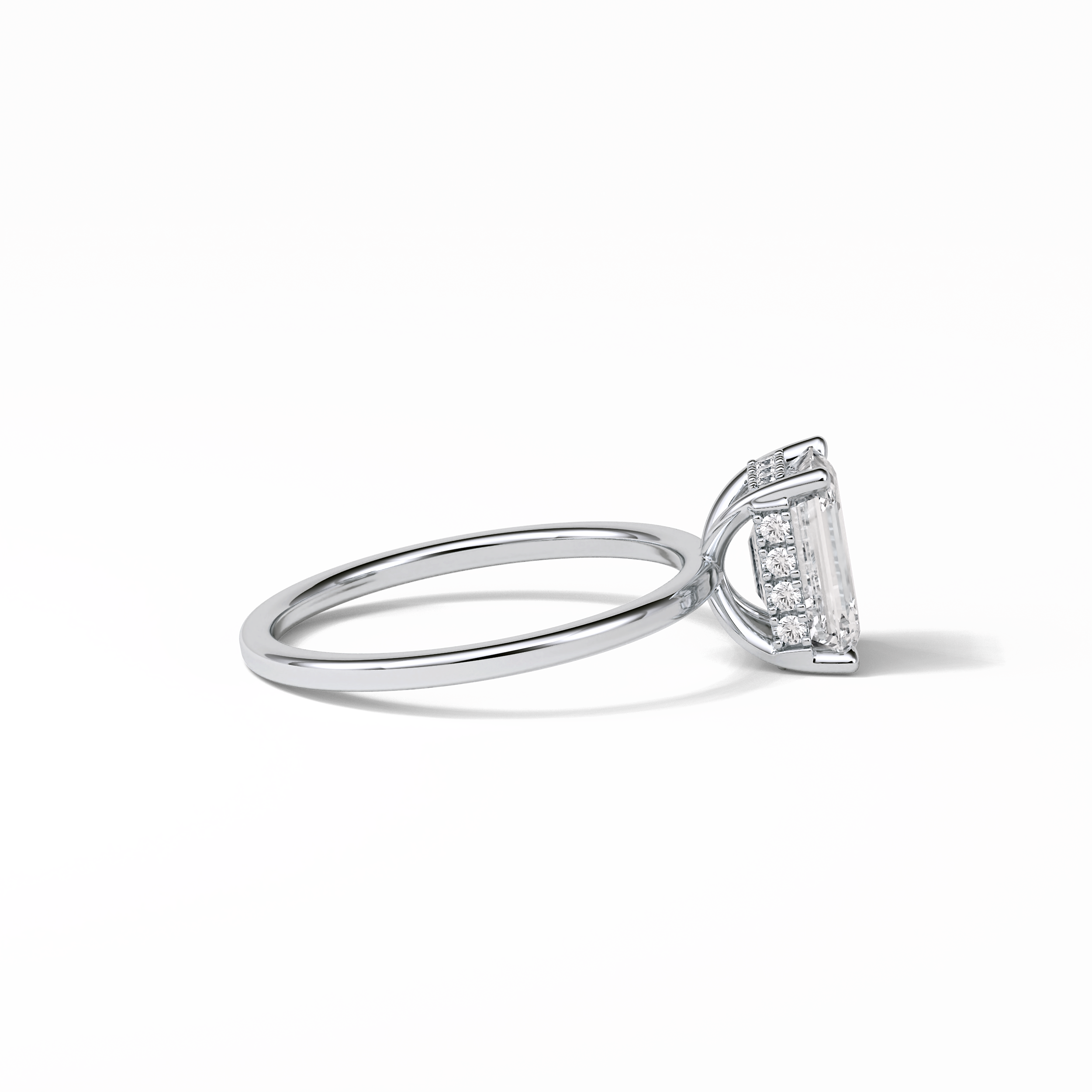 1.60 CT Emerald Cut Hidden Halo Style Moissanite Engagement Ring 3