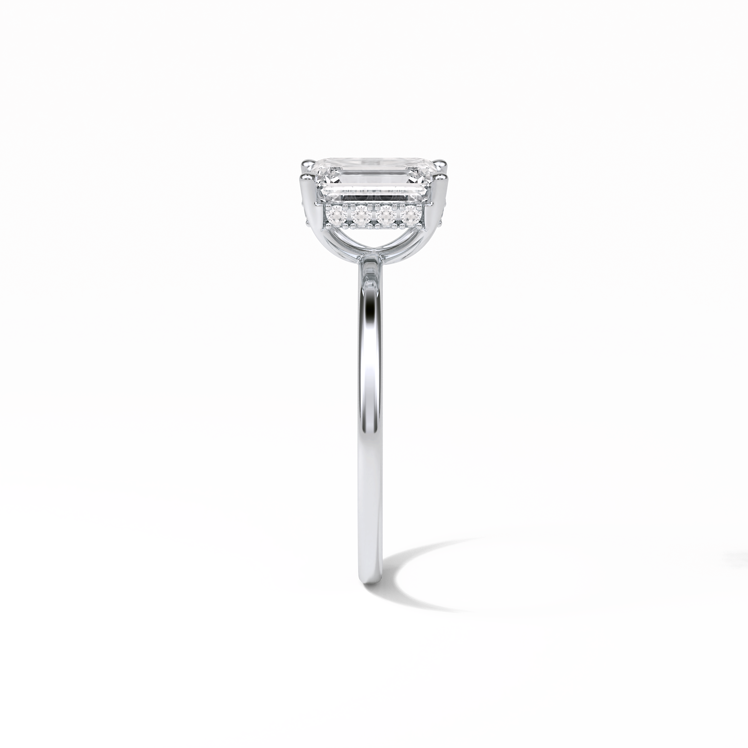 1.60 CT Emerald Cut Hidden Halo Style Moissanite Engagement Ring 4