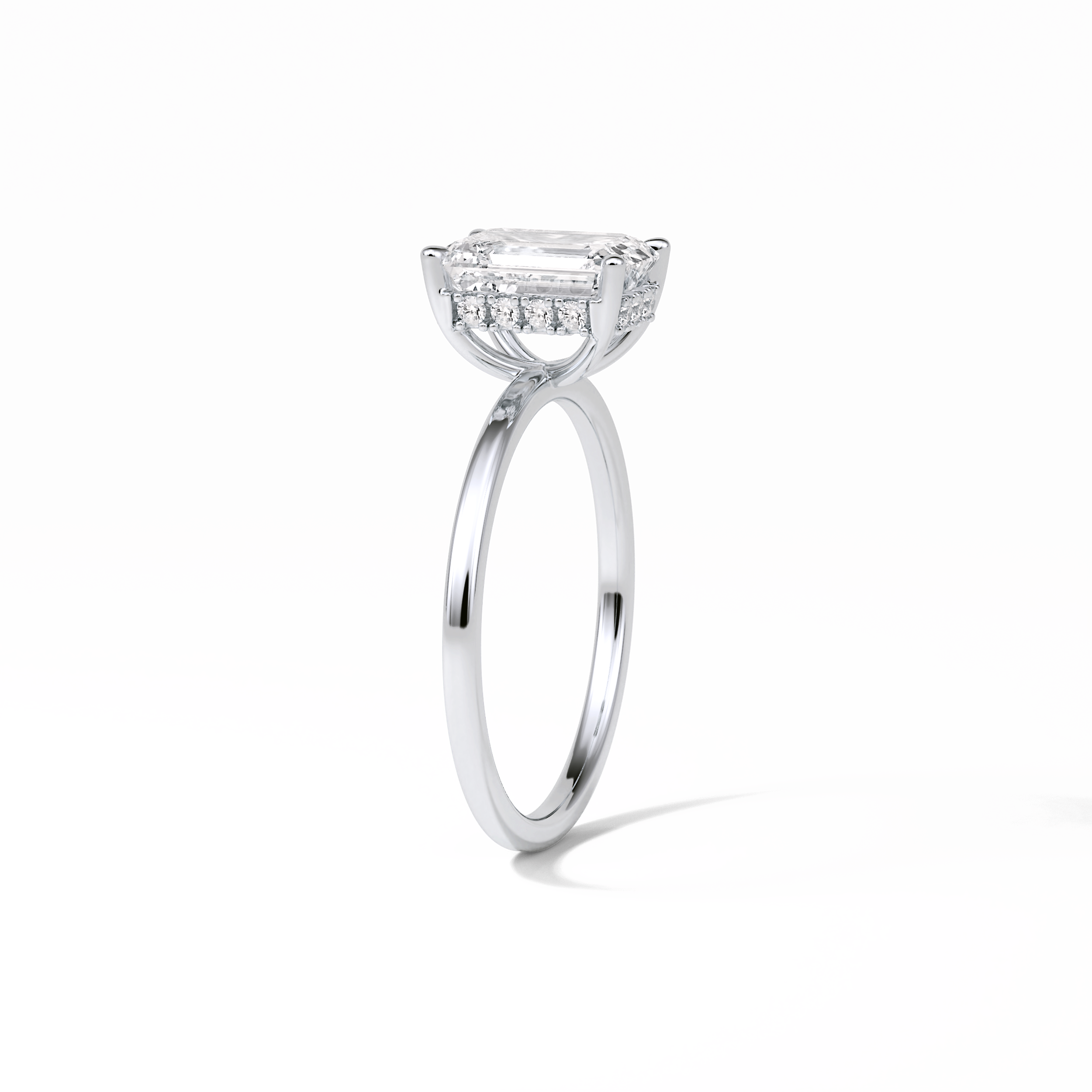 1.60 CT Emerald Cut Hidden Halo Style Moissanite Engagement Ring 5