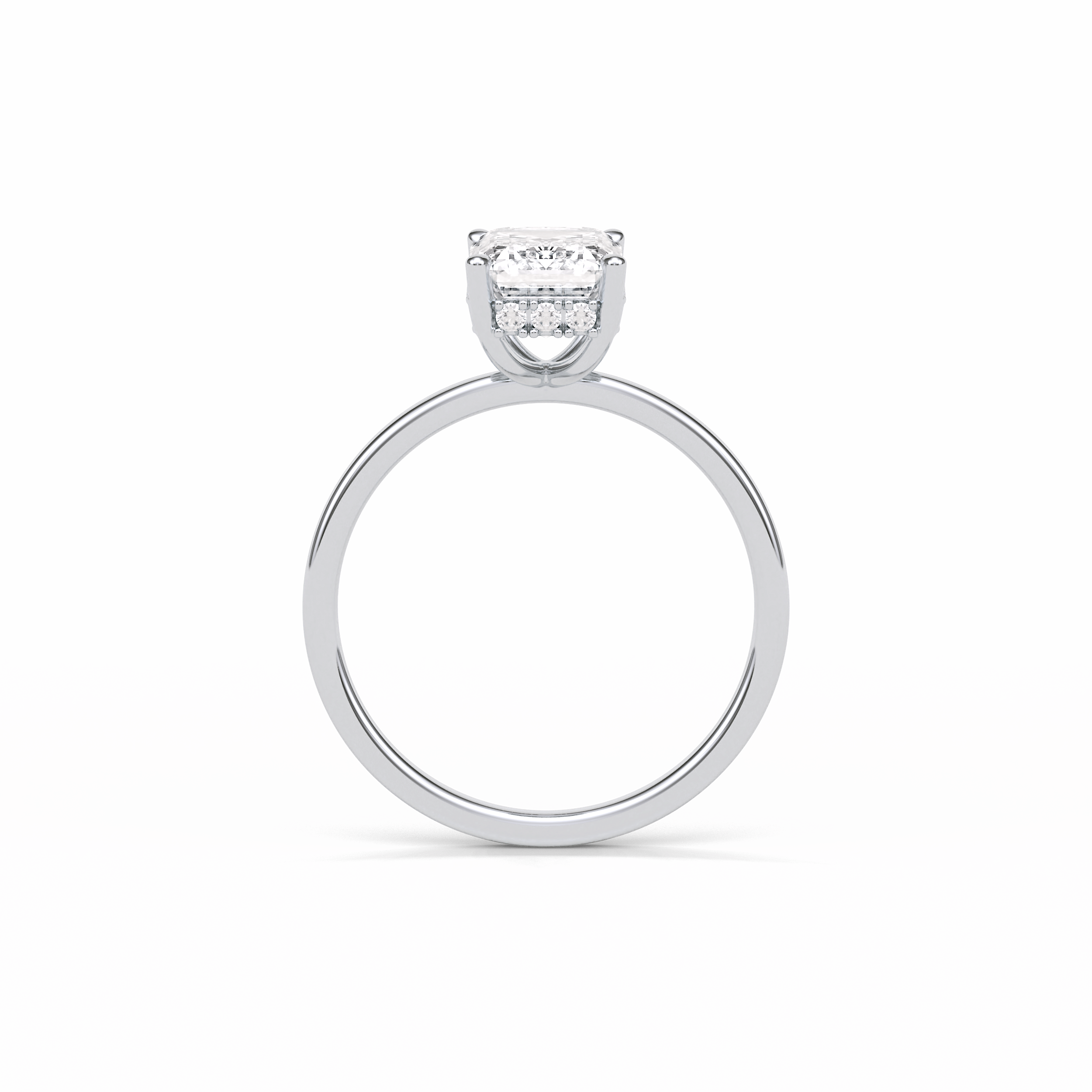 1.60 CT Emerald Cut Hidden Halo Style Moissanite Engagement Ring 7