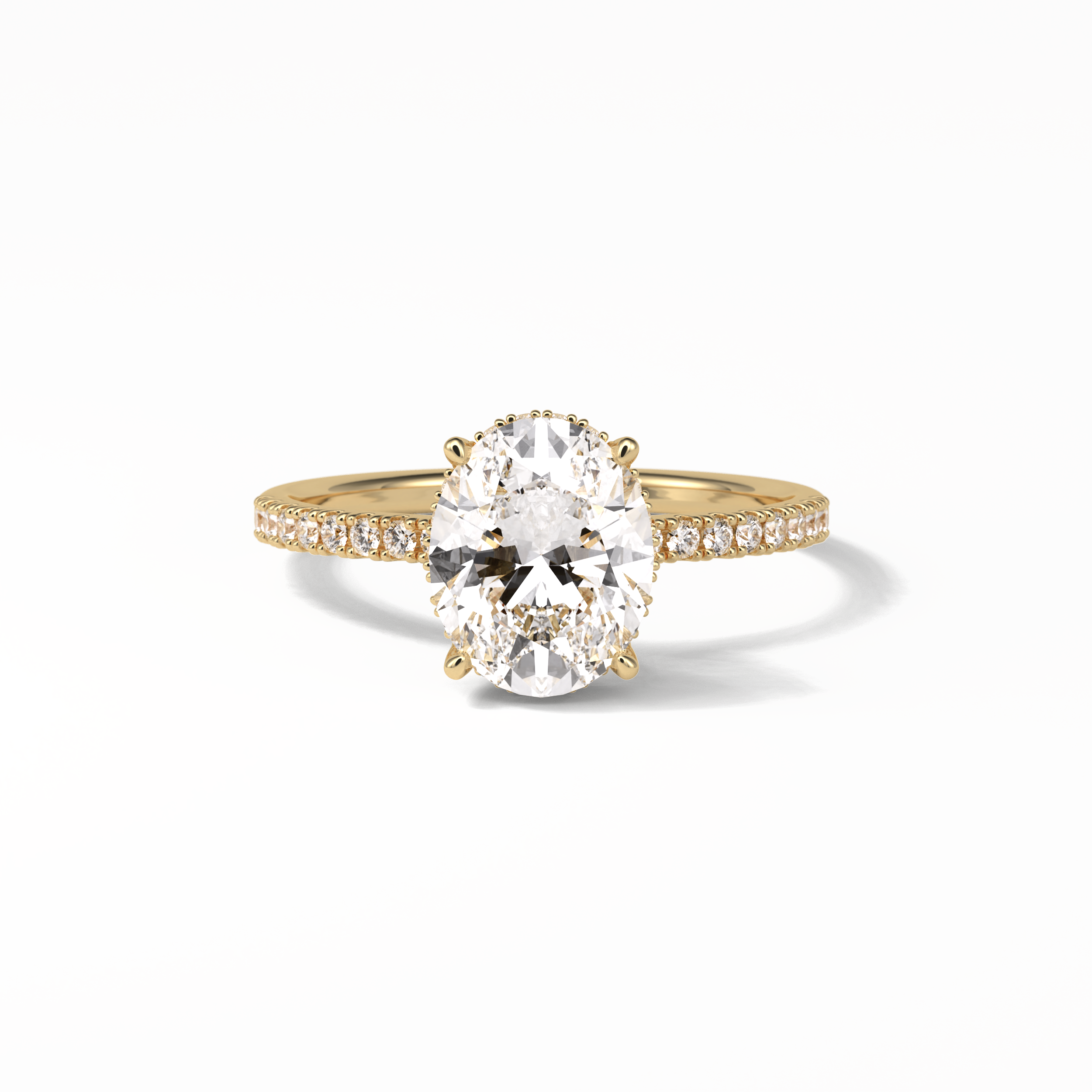 2.72 CT Oval Cut Pave & Hidden Halo Style Moissanite Engagement Ring 8