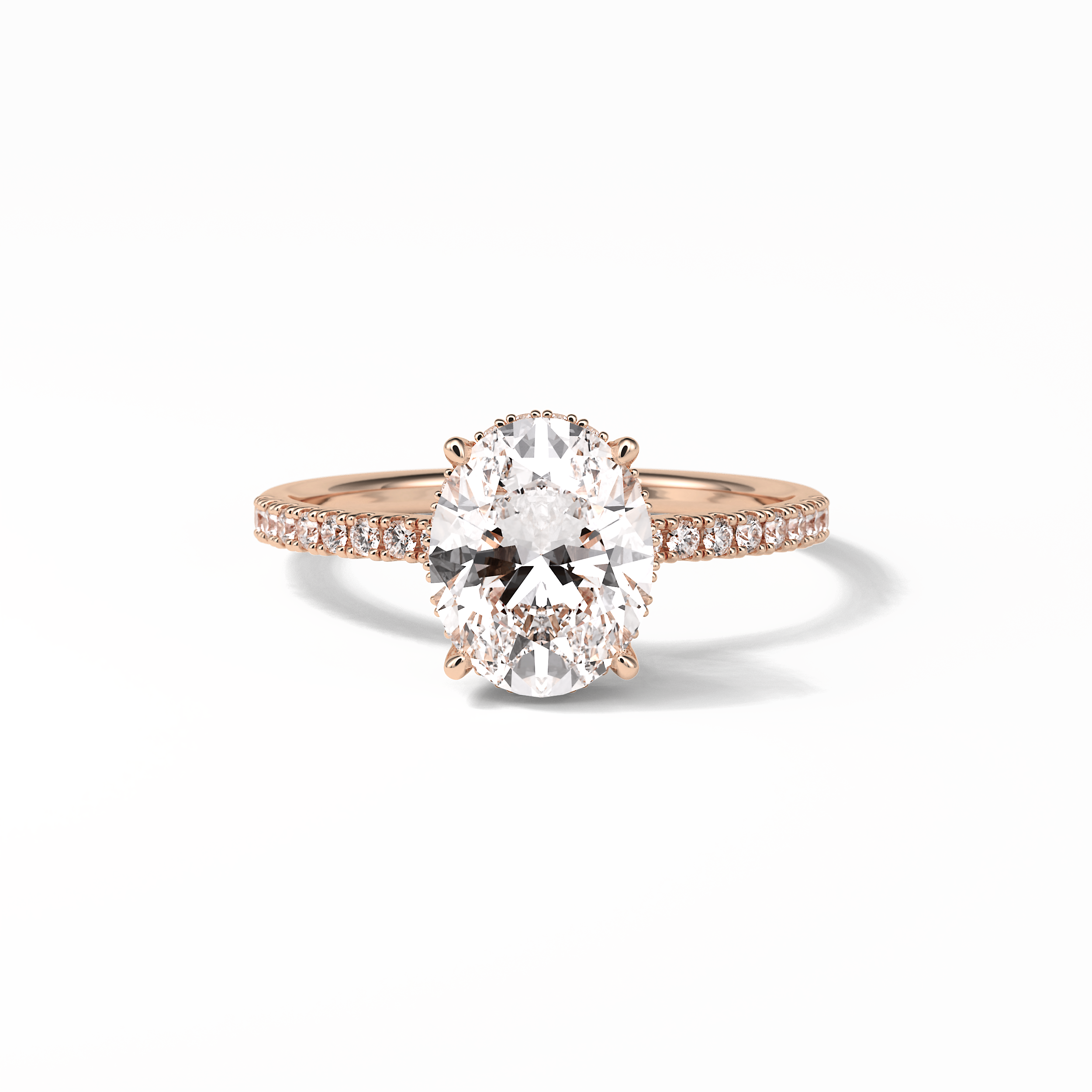 2.72 CT Oval Cut Pave & Hidden Halo Style Moissanite Engagement Ring 15