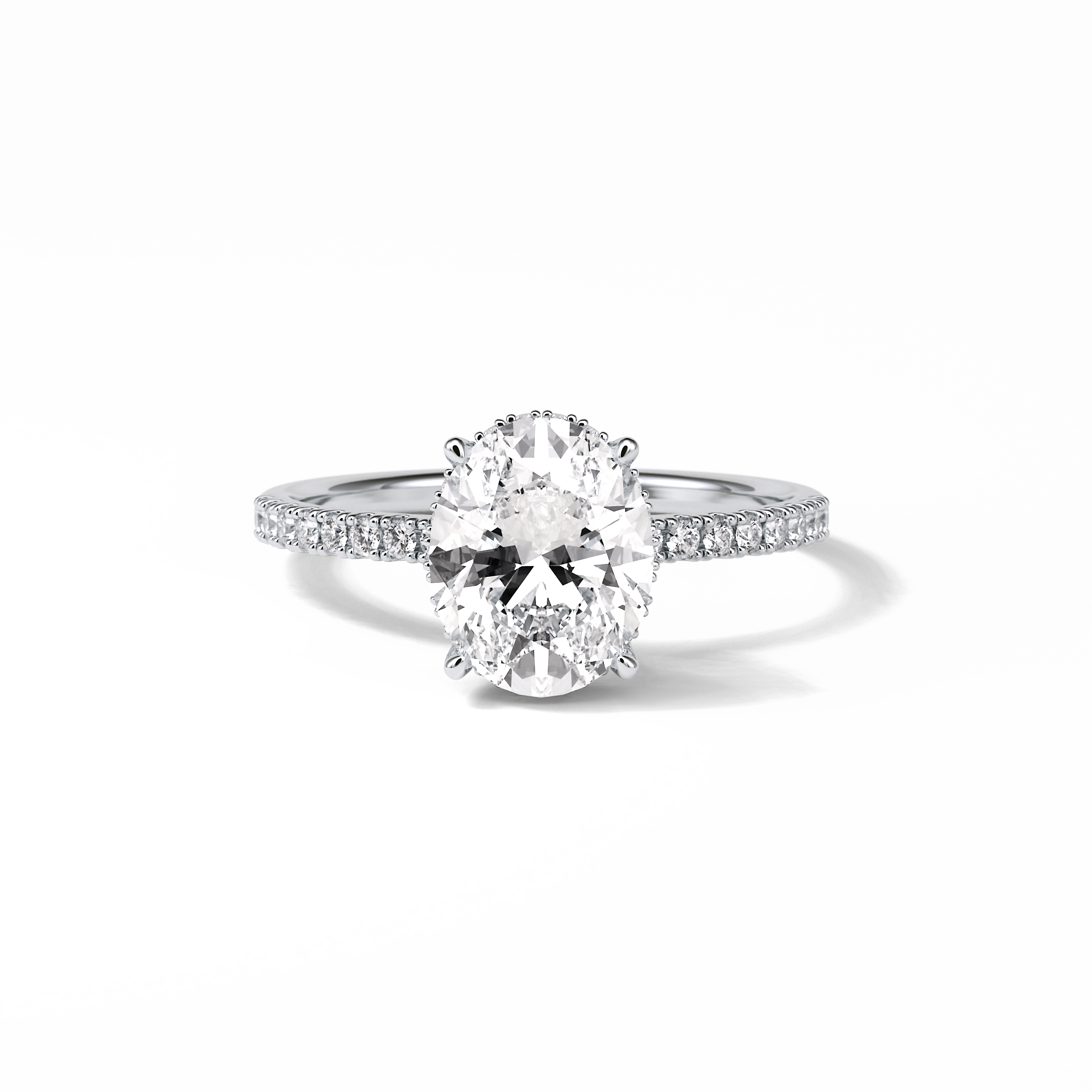 2.72 CT Oval Cut Pave & Hidden Halo Style Moissanite Engagement Ring 1