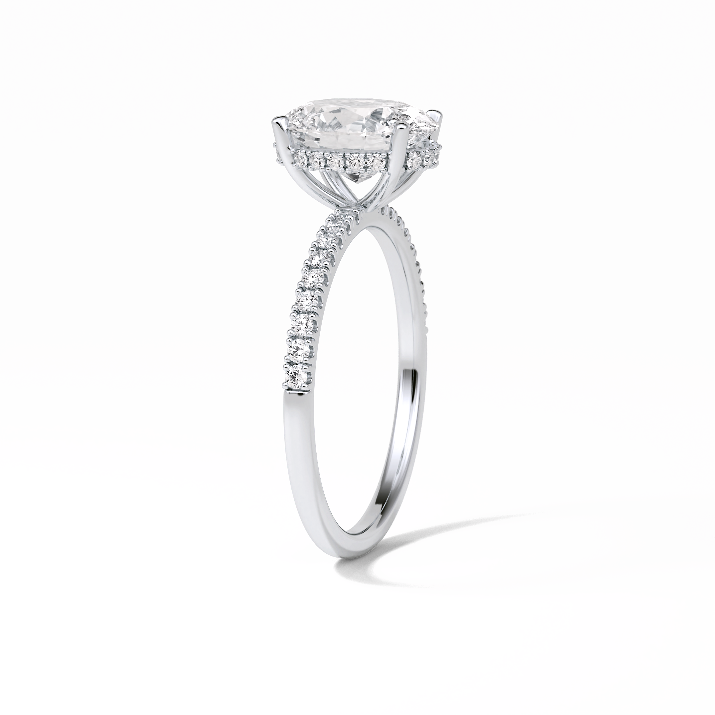 2.72 CT Oval Cut Pave & Hidden Halo Style Moissanite Engagement Ring 2