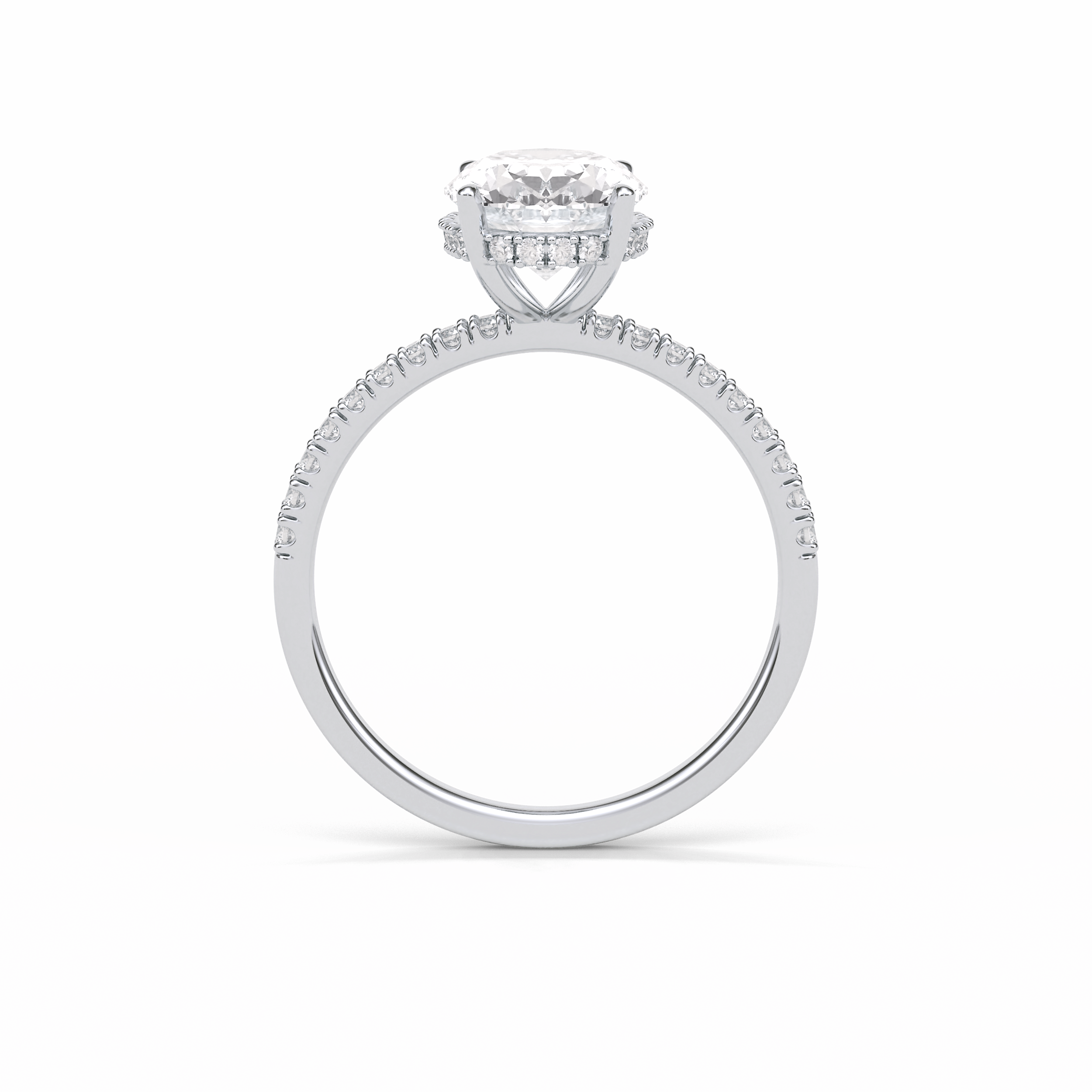 2.72 CT Oval Cut Pave & Hidden Halo Style Moissanite Engagement Ring 4