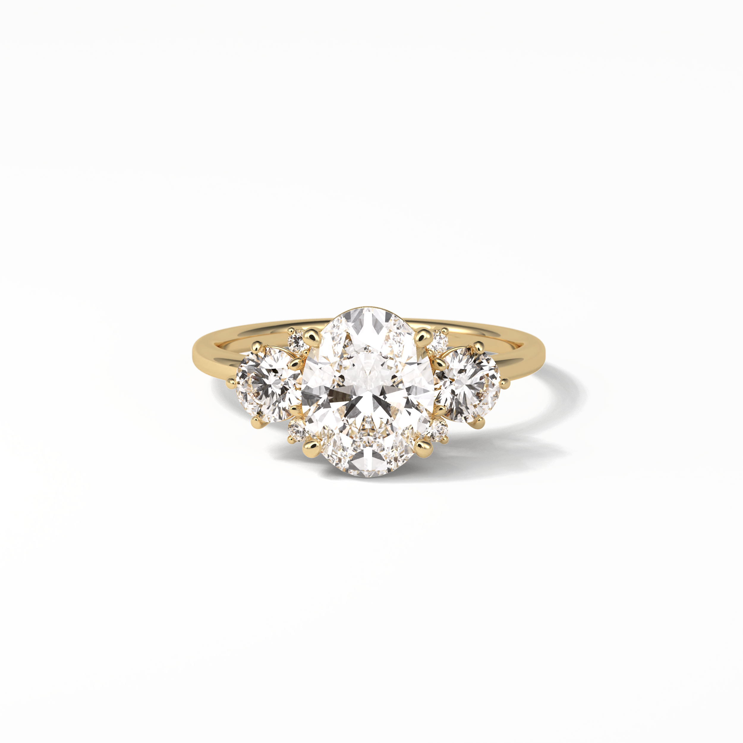 1.91 CT Oval Cut Three Stones Style Moissanite Engagement Ring 8