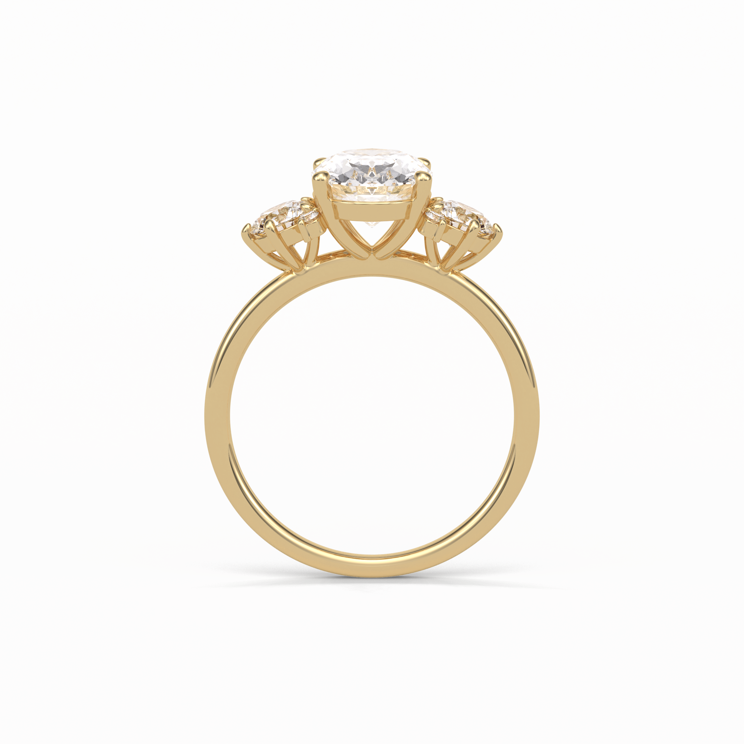 1.91 CT Oval Cut Three Stones Style Moissanite Engagement Ring 9